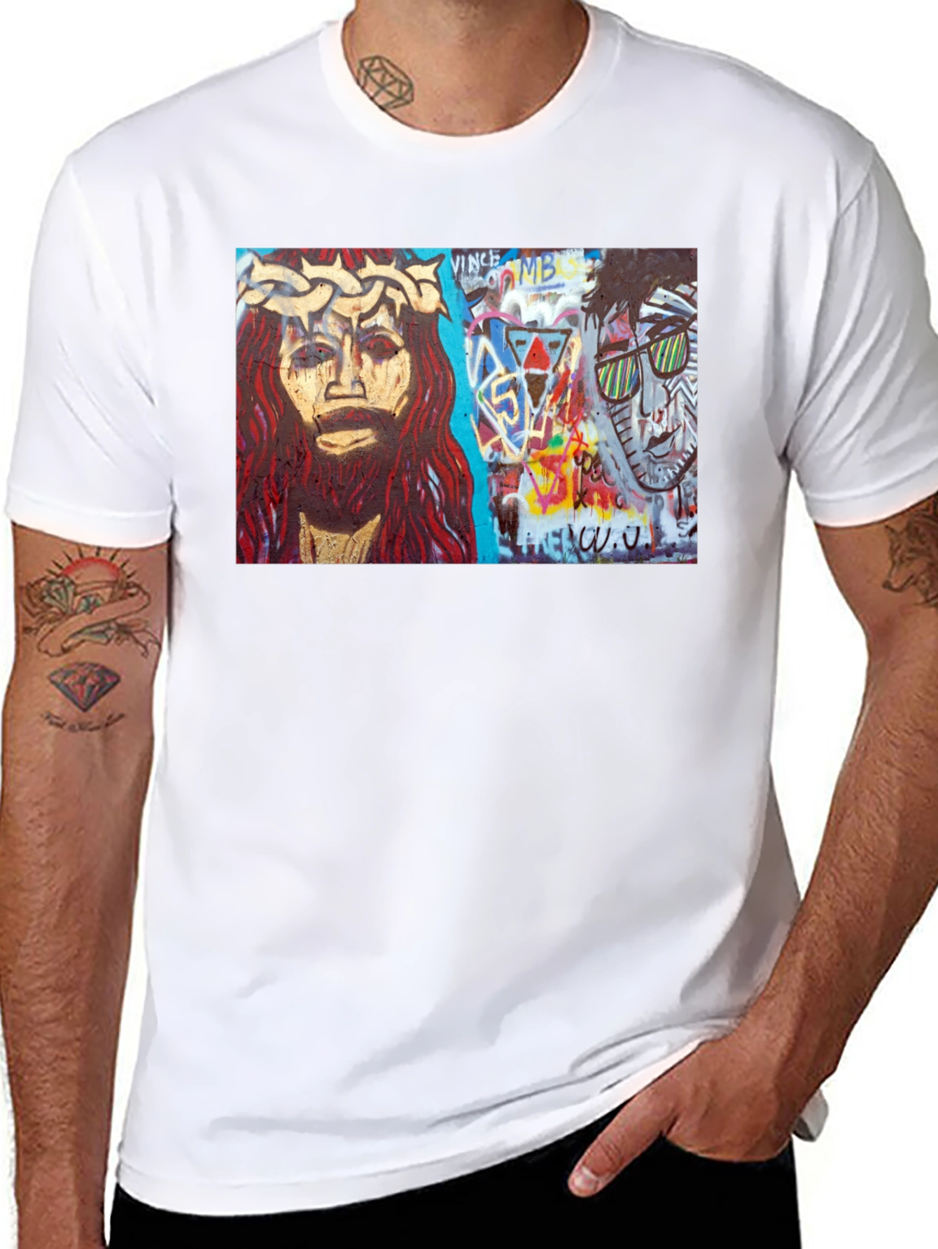 Street Art Graphic Print Black T-Shirt