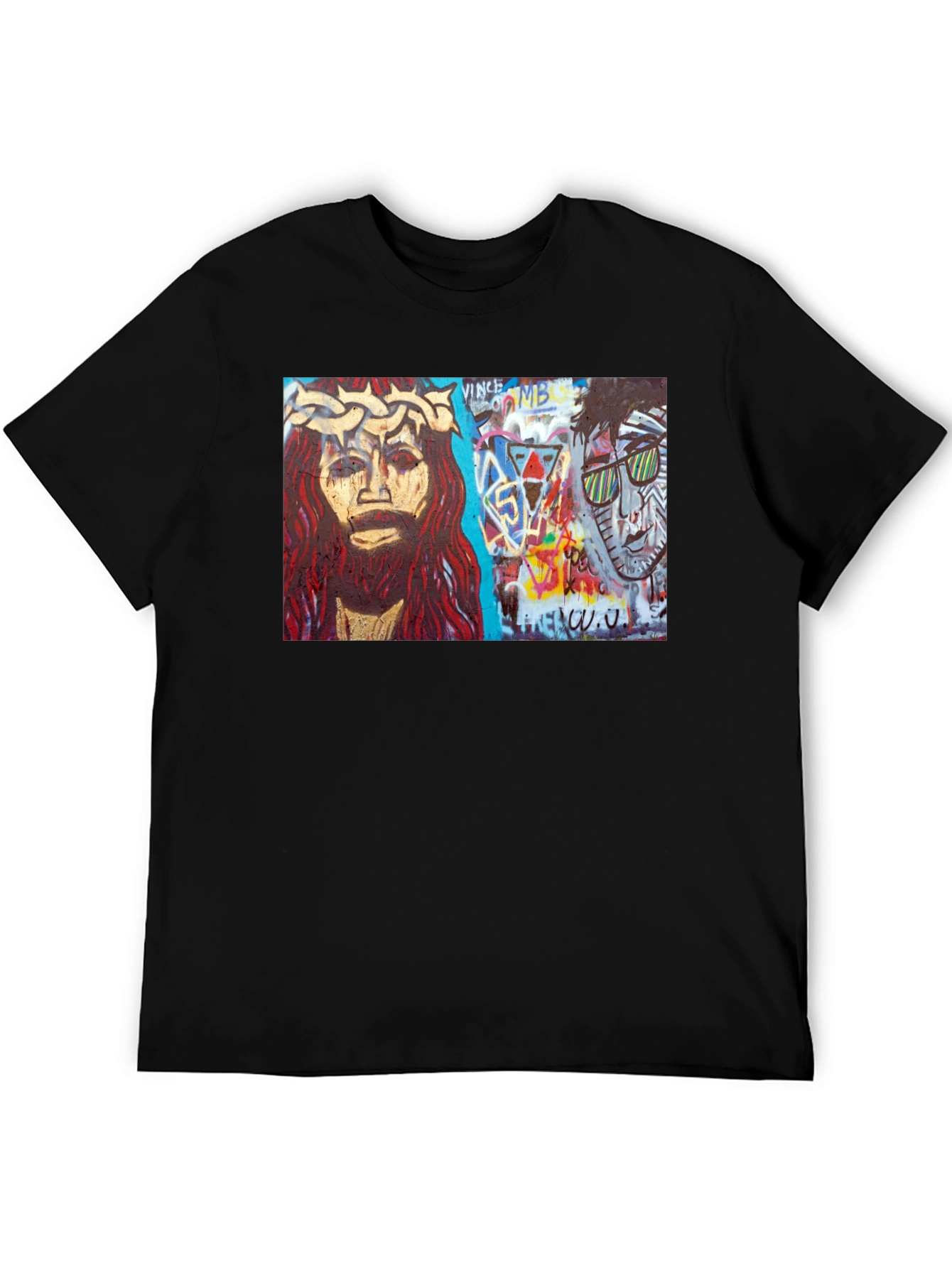 Street Art Graphic Print Black T-Shirt