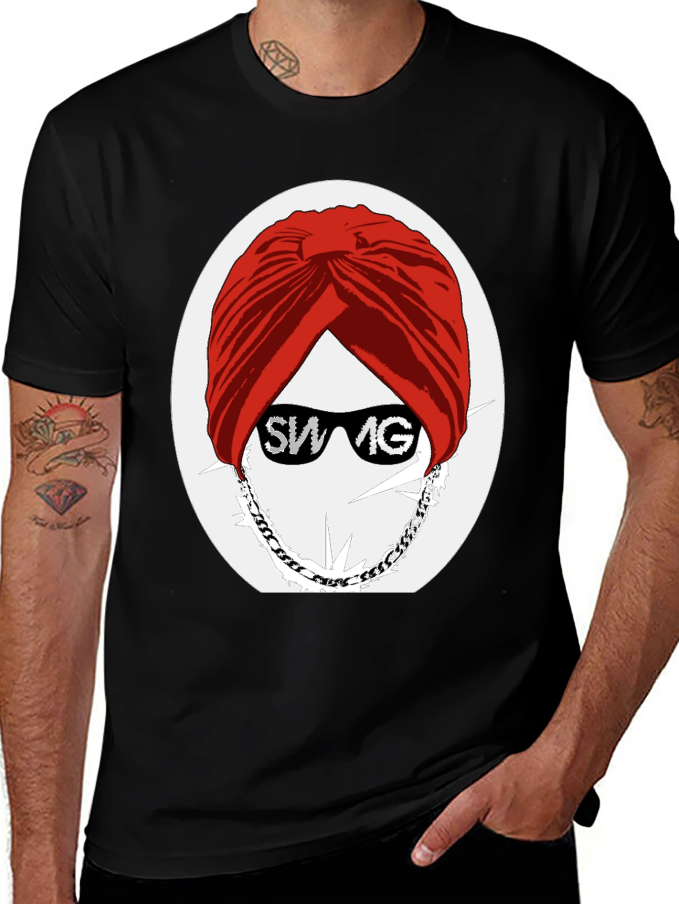 Swag Turban Graphic Print Mens T-Shirt