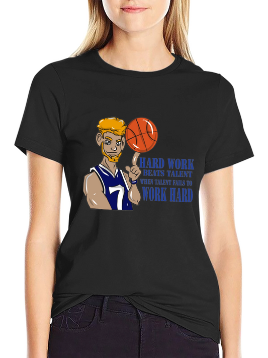 Basketball Player Graphic T-Shirt - Hard Work Beats Talent