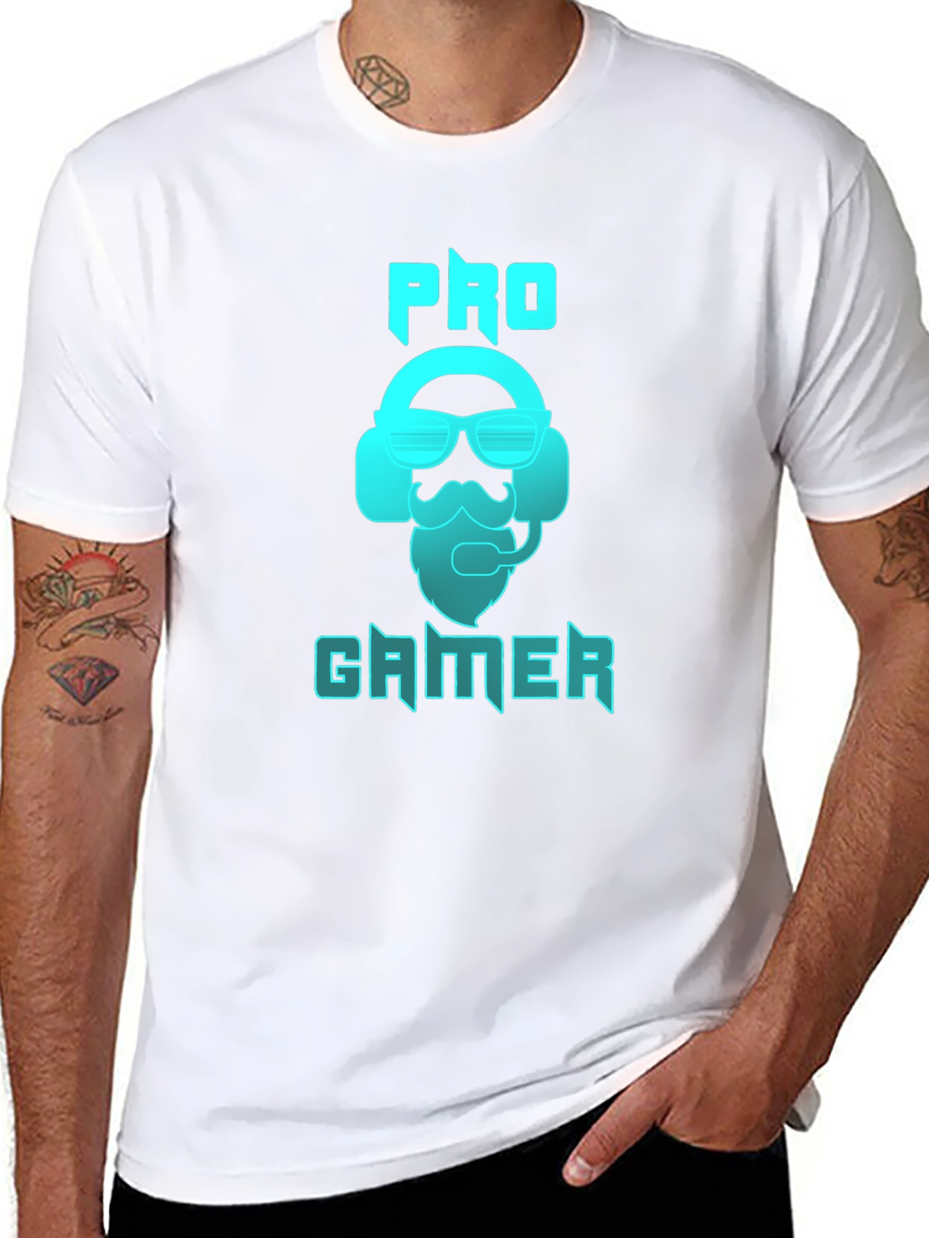 Pro Gamer Black T-Shirt with Headset Graphic