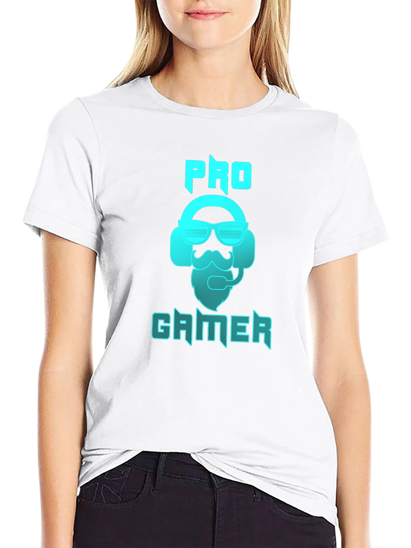 Pro Gamer Black T-Shirt with Headset Graphic