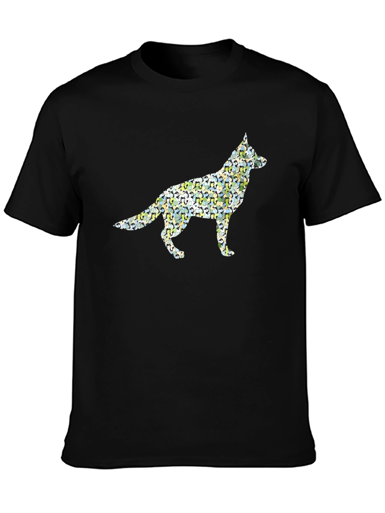 German Shepherd Dog Graphic Print Black T-Shirt