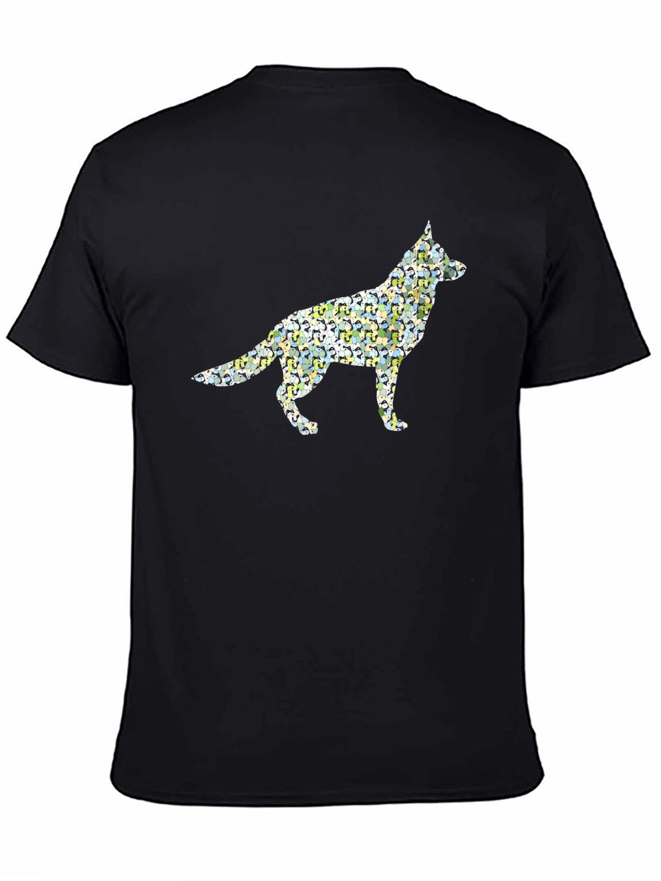 German Shepherd Dog Graphic Print Black T-Shirt