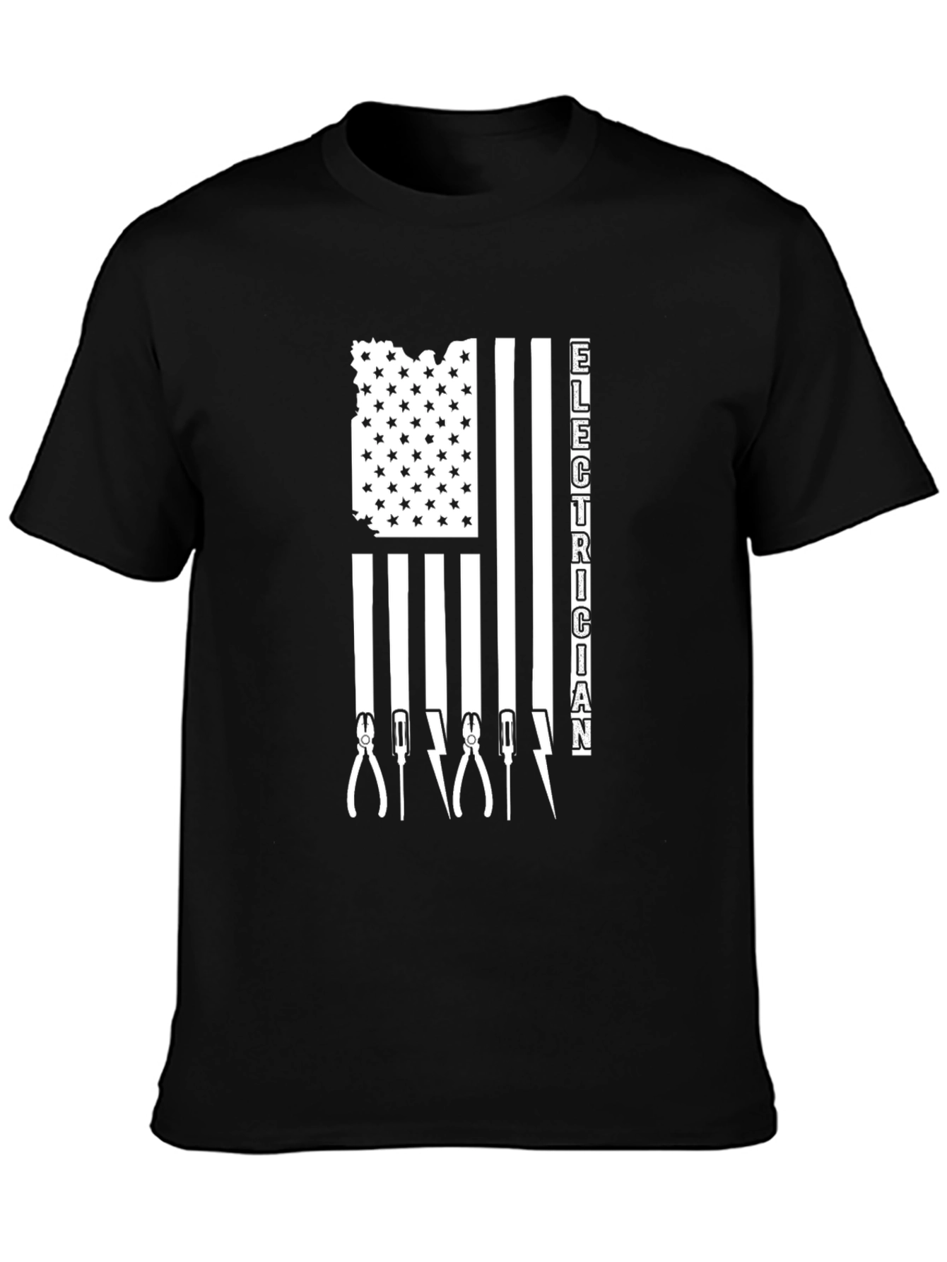 Electrician American Flag Graphic T-Shirt