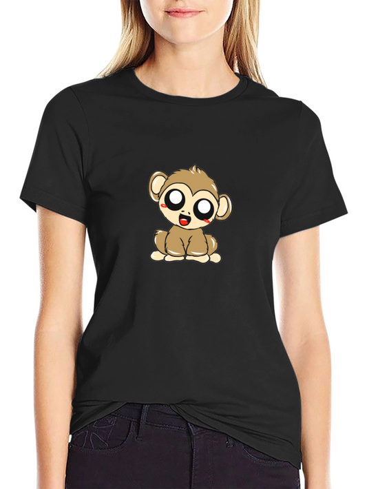 Cute Monkey Graphic Tee - Black T-Shirt