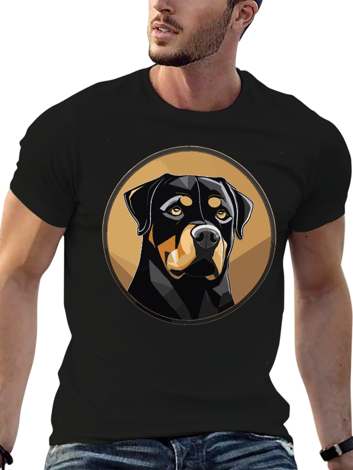 Rottweiler Dog Graphic T-Shirt - Black