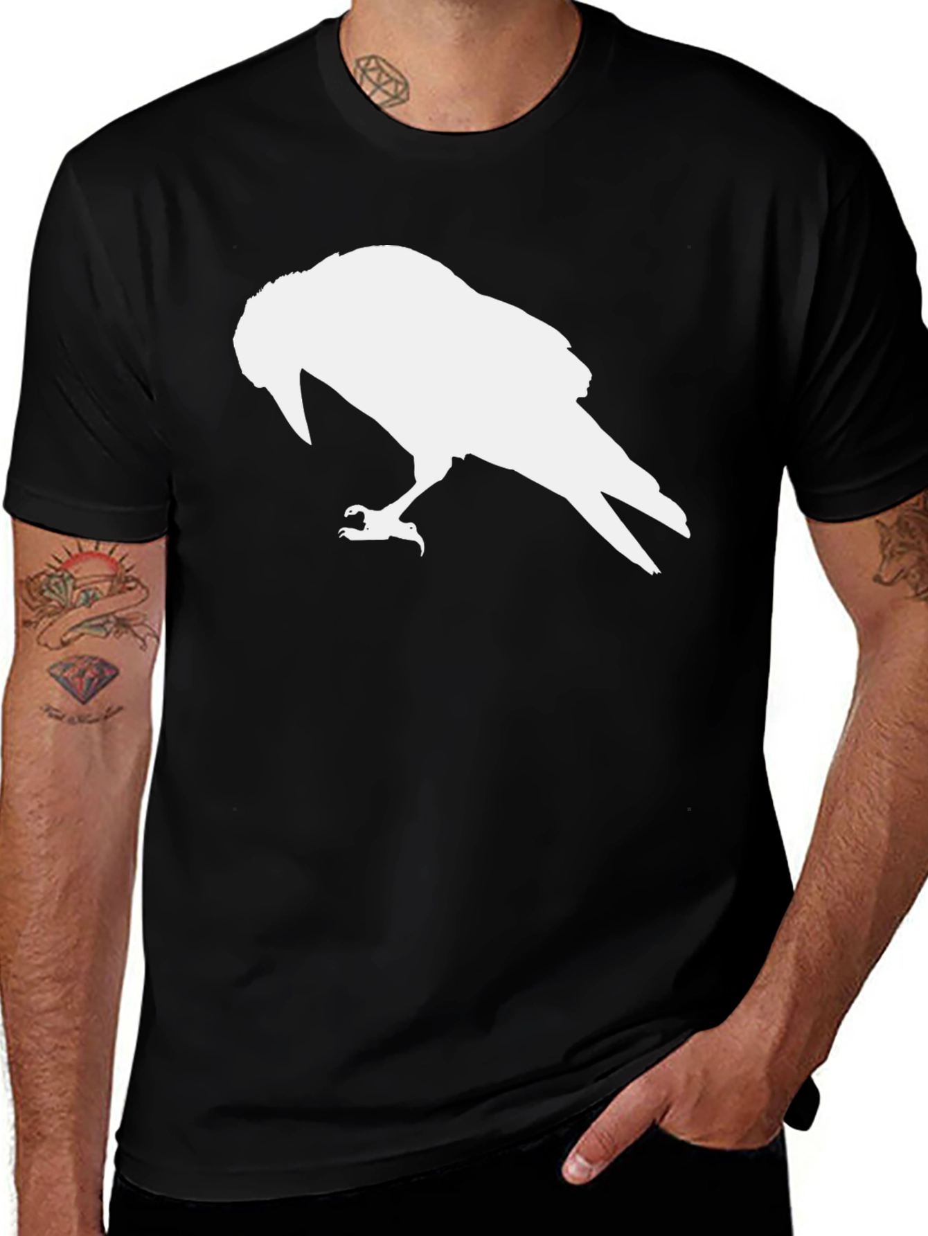 Raven Silhouette Black Tee - Edgy Casual Wear