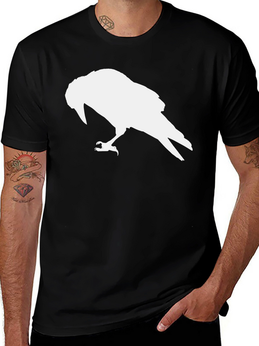 Raven Silhouette Black Tee - Edgy Casual Wear