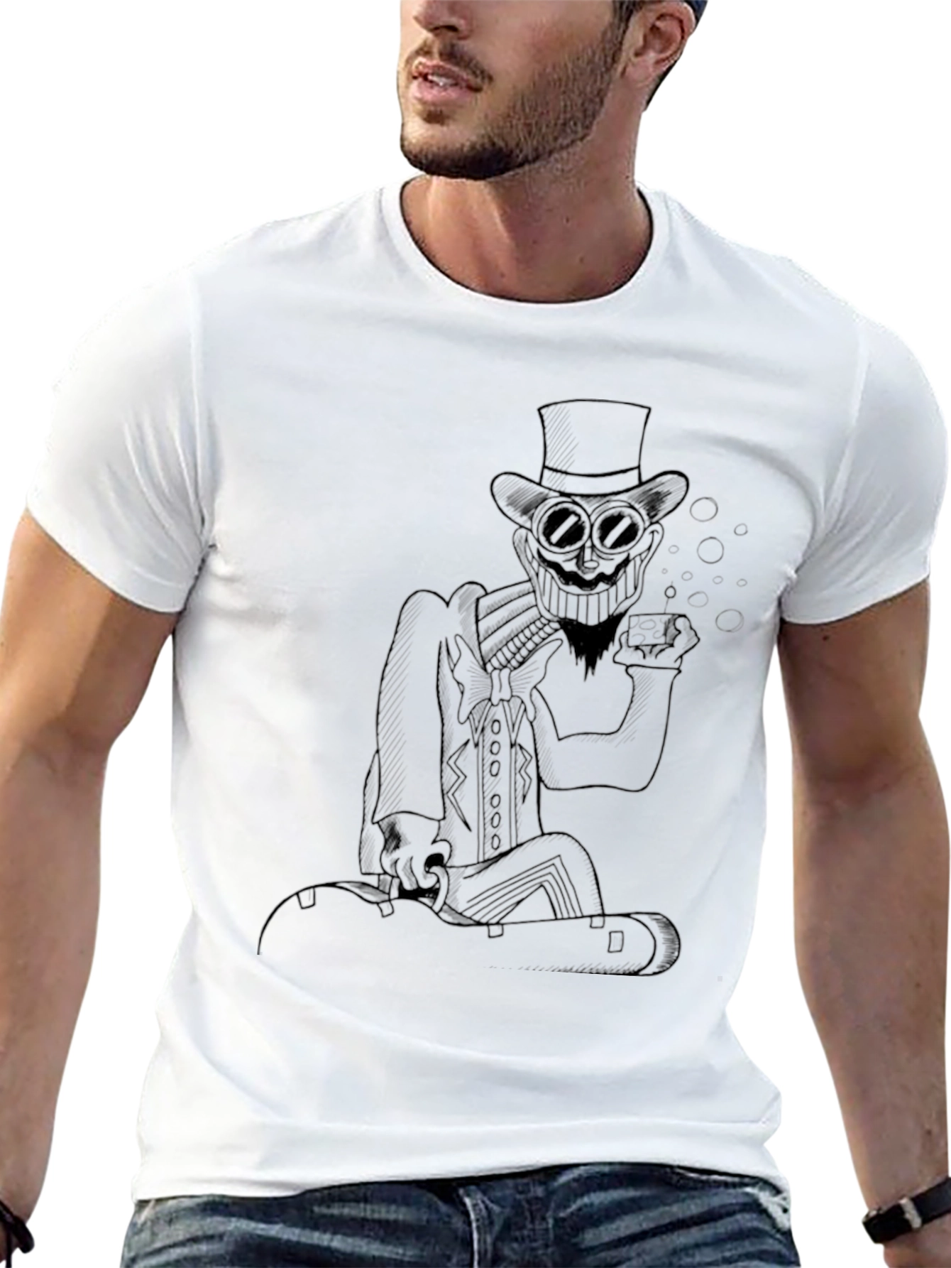 Steampunk Character Graphic Tee - Black
