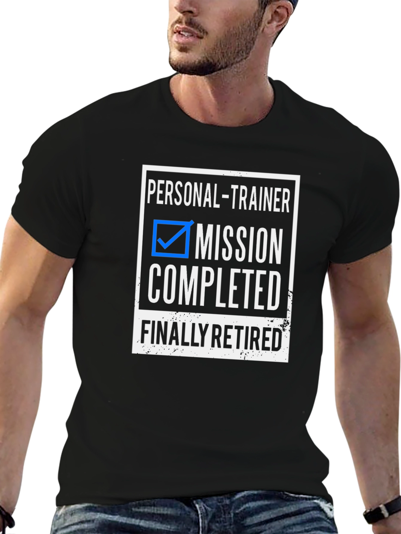 Personal Trainer Mission Completed Retired Black T-Shirt