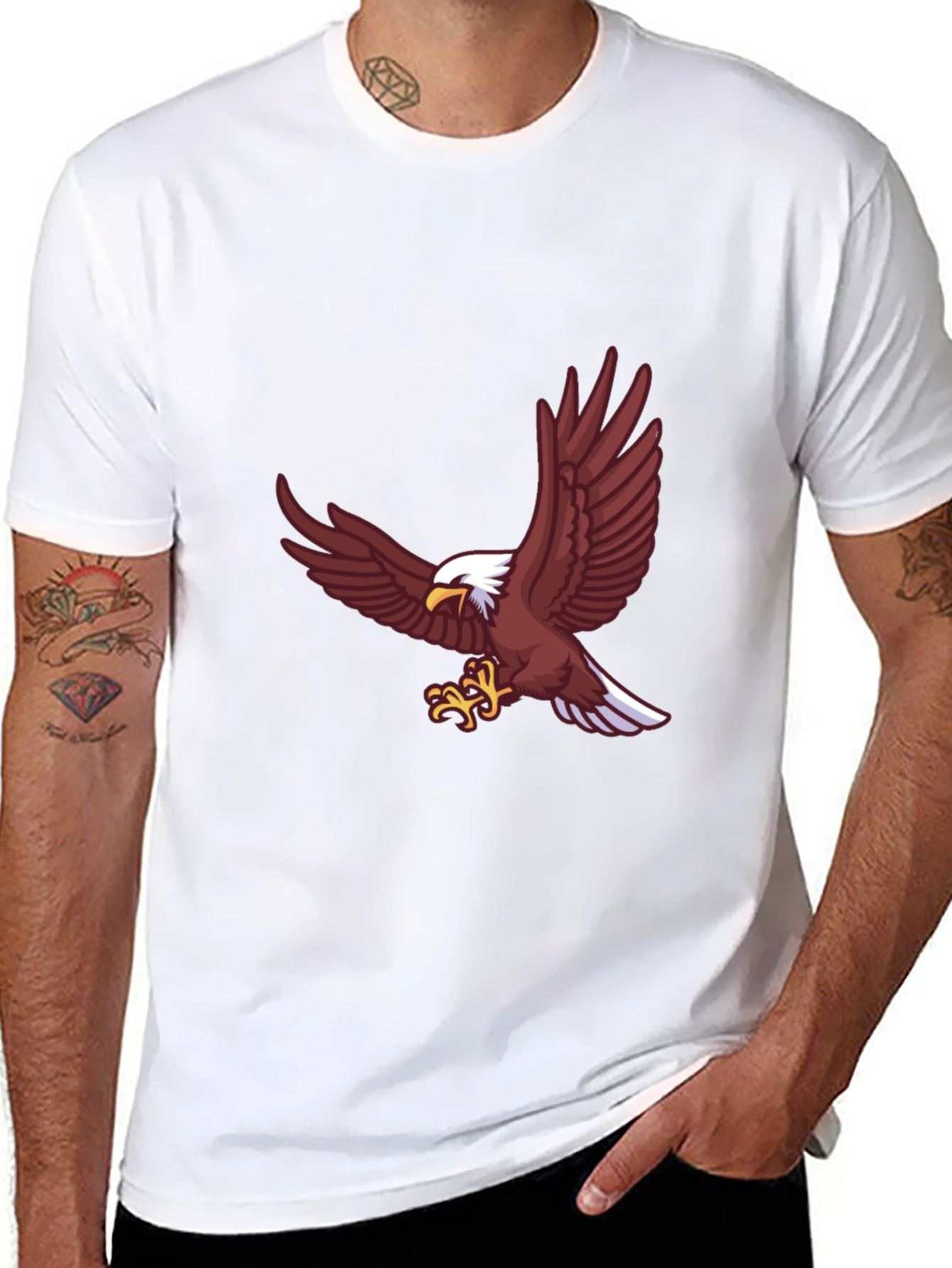 Bold Eagle Graphic Tee - Black Cotton Blend Shirt