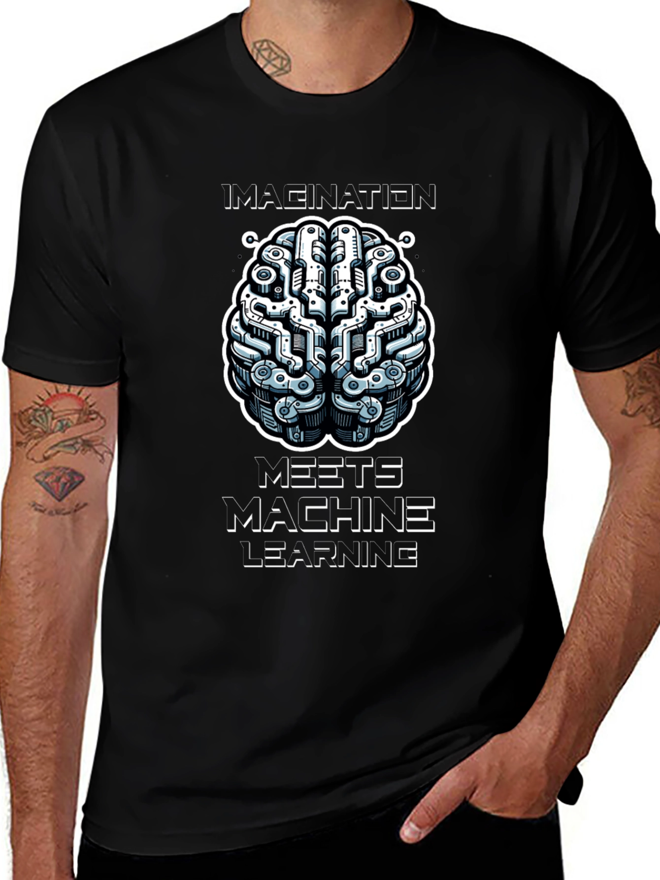 Imagination Meets Machine Learning Black Graphic Tee