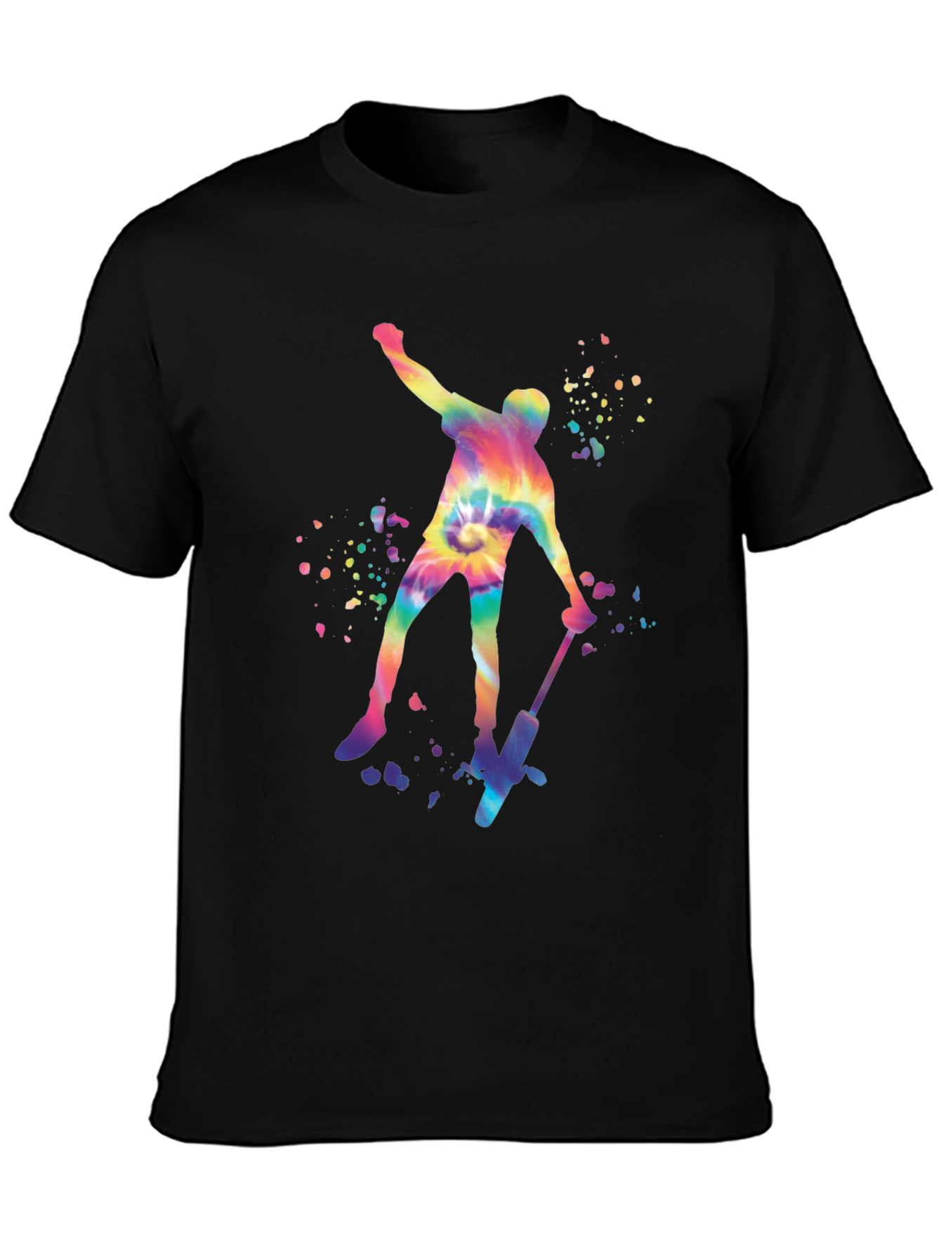 Tie Dye Skateboarder Graphic Tee - Trendy Style