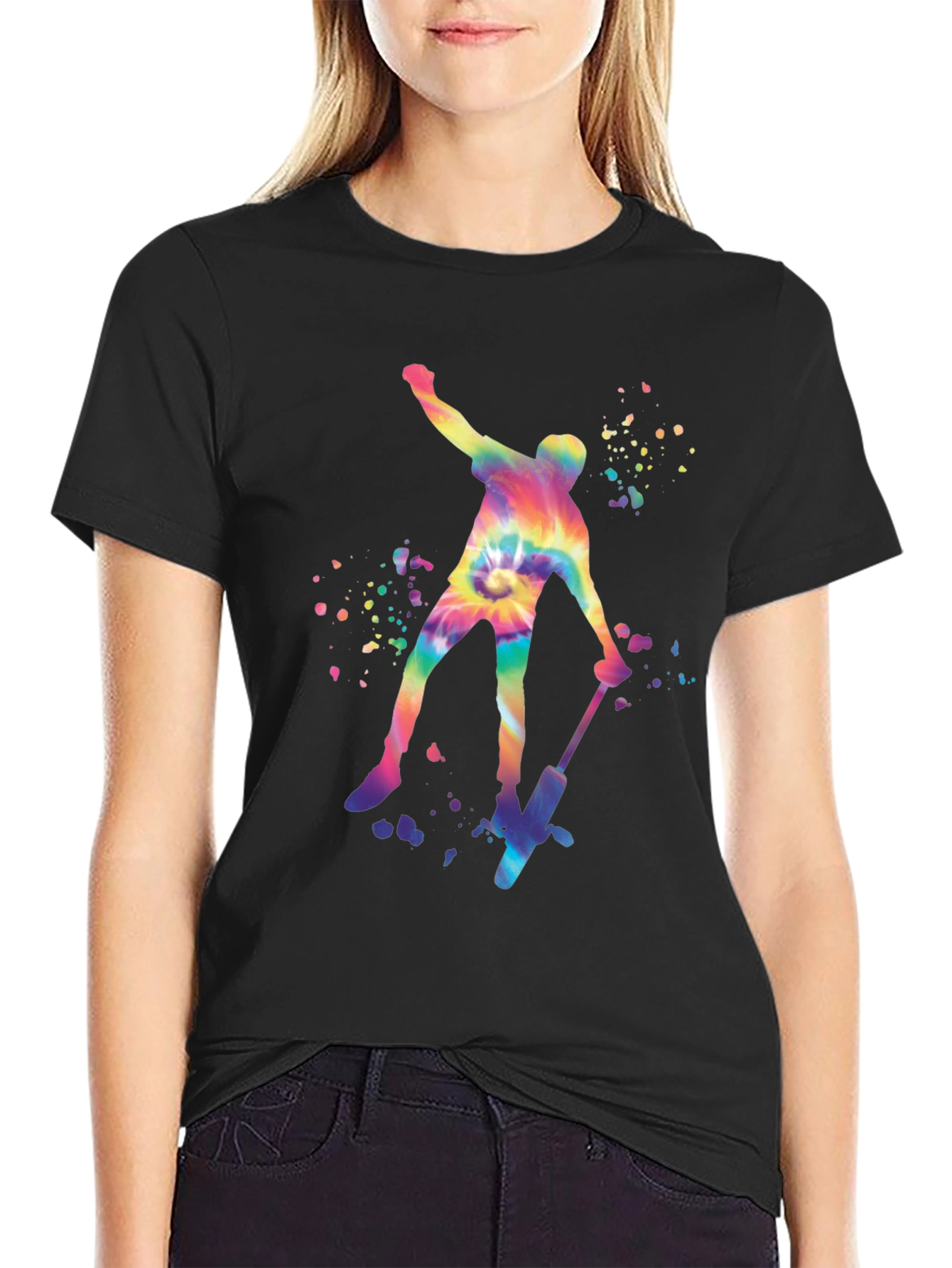 Tie Dye Skateboarder Graphic Tee - Trendy Style