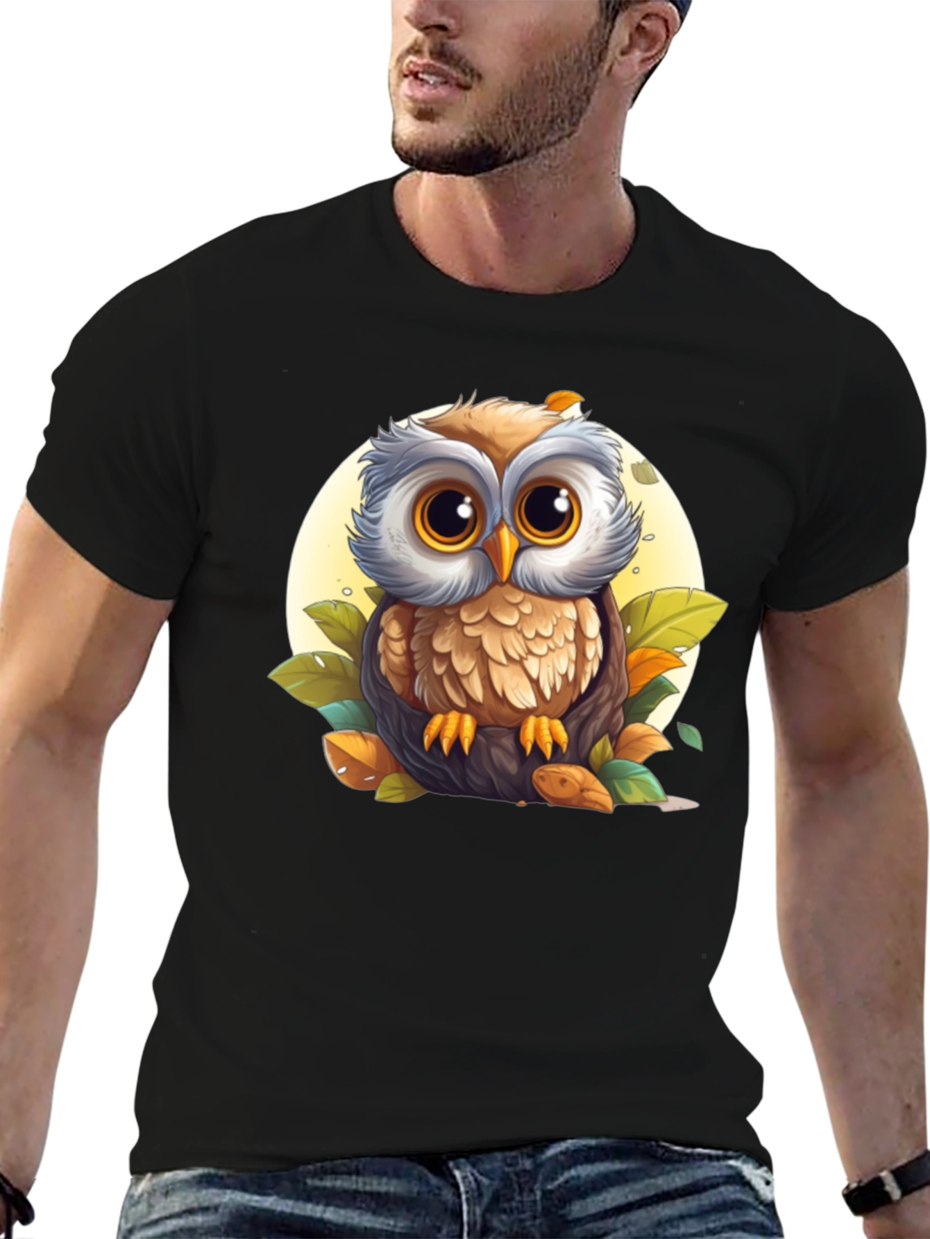 Owl Graphic Print Mens T-Shirt