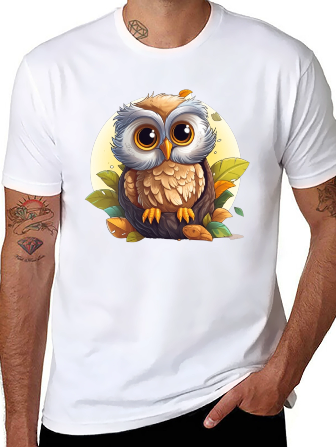 Owl Graphic Print Mens T-Shirt