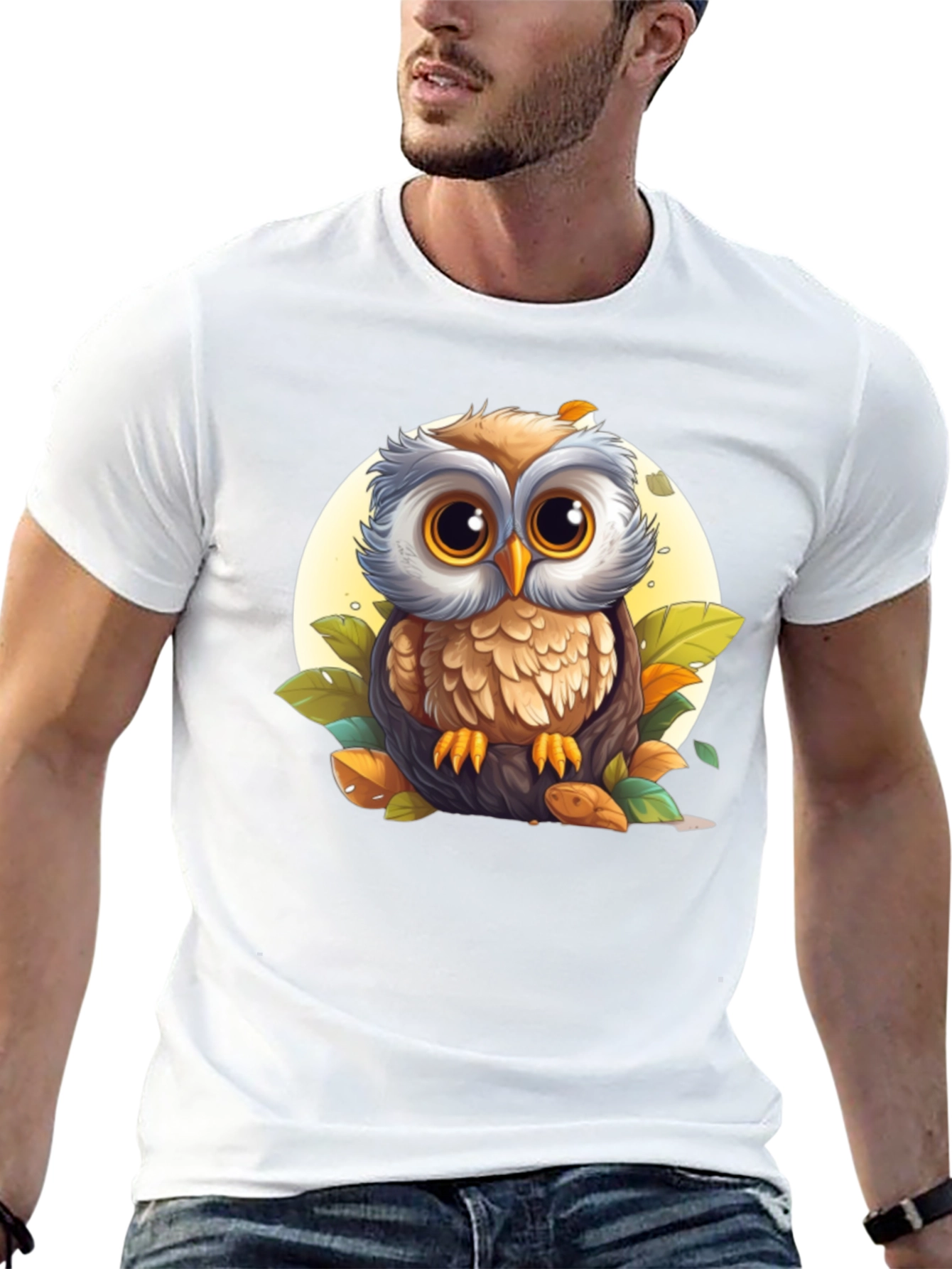 Owl Graphic Print Mens T-Shirt