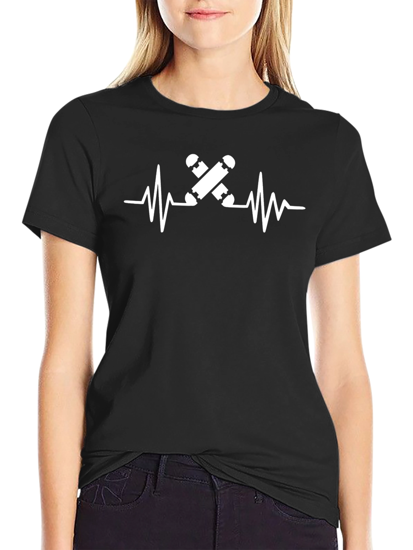 Skateboard Heartbeat Graphic Tee - Cool Casual Top