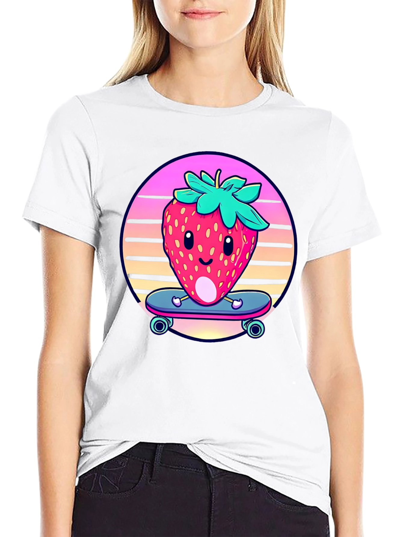 Skateboarding Strawberry Graphic Tee