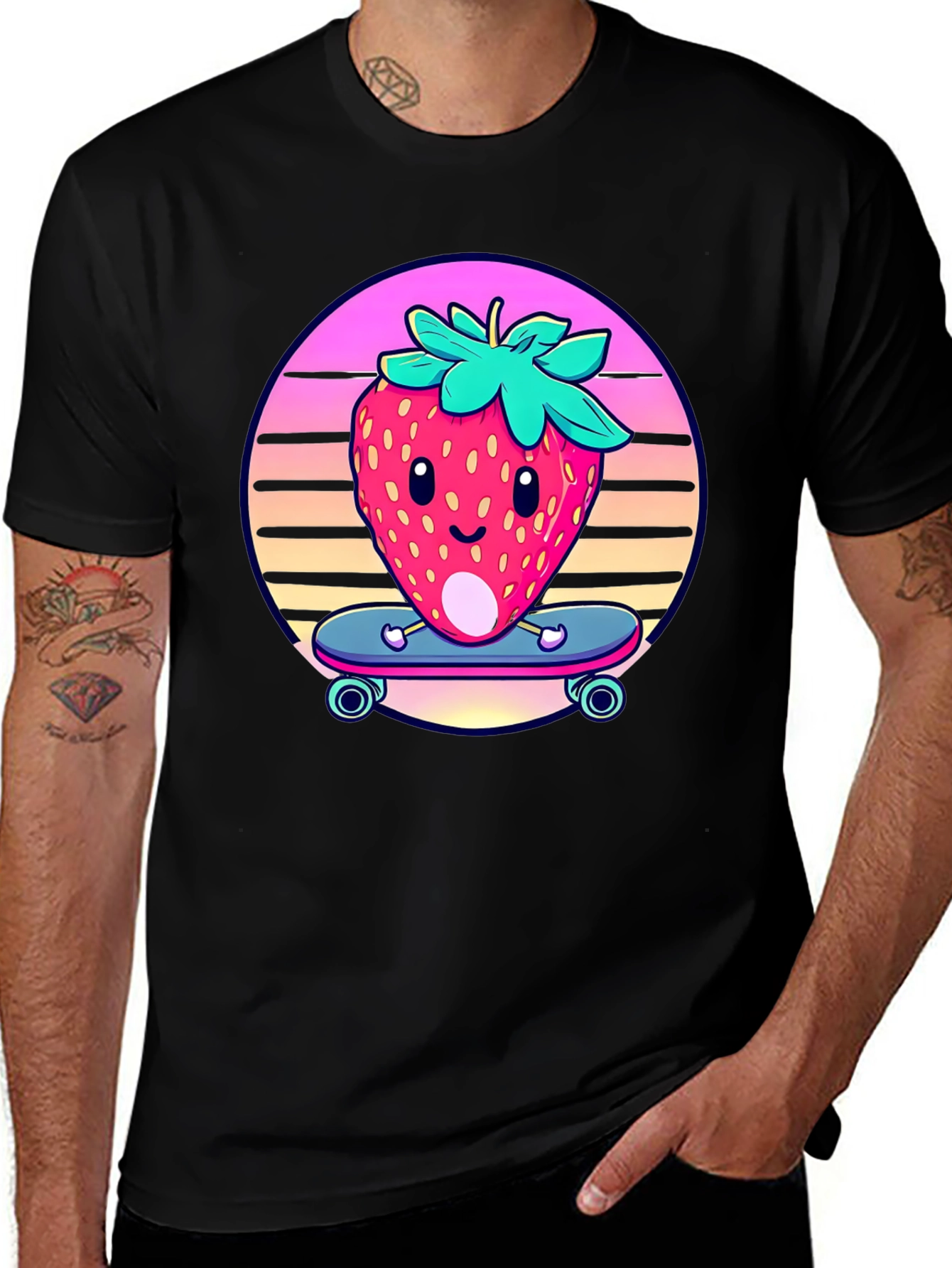 Skateboarding Strawberry Graphic Tee