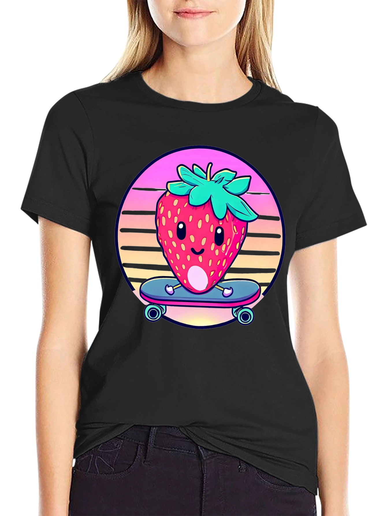 Skateboarding Strawberry Graphic Tee