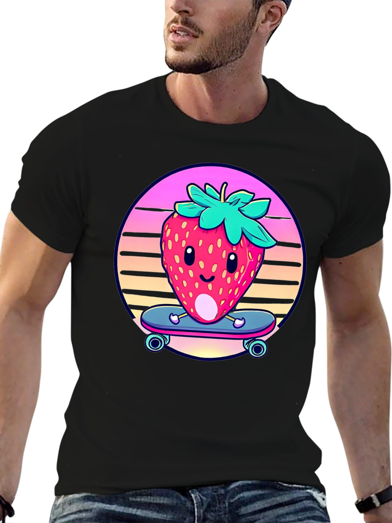 Skateboarding Strawberry Graphic Tee