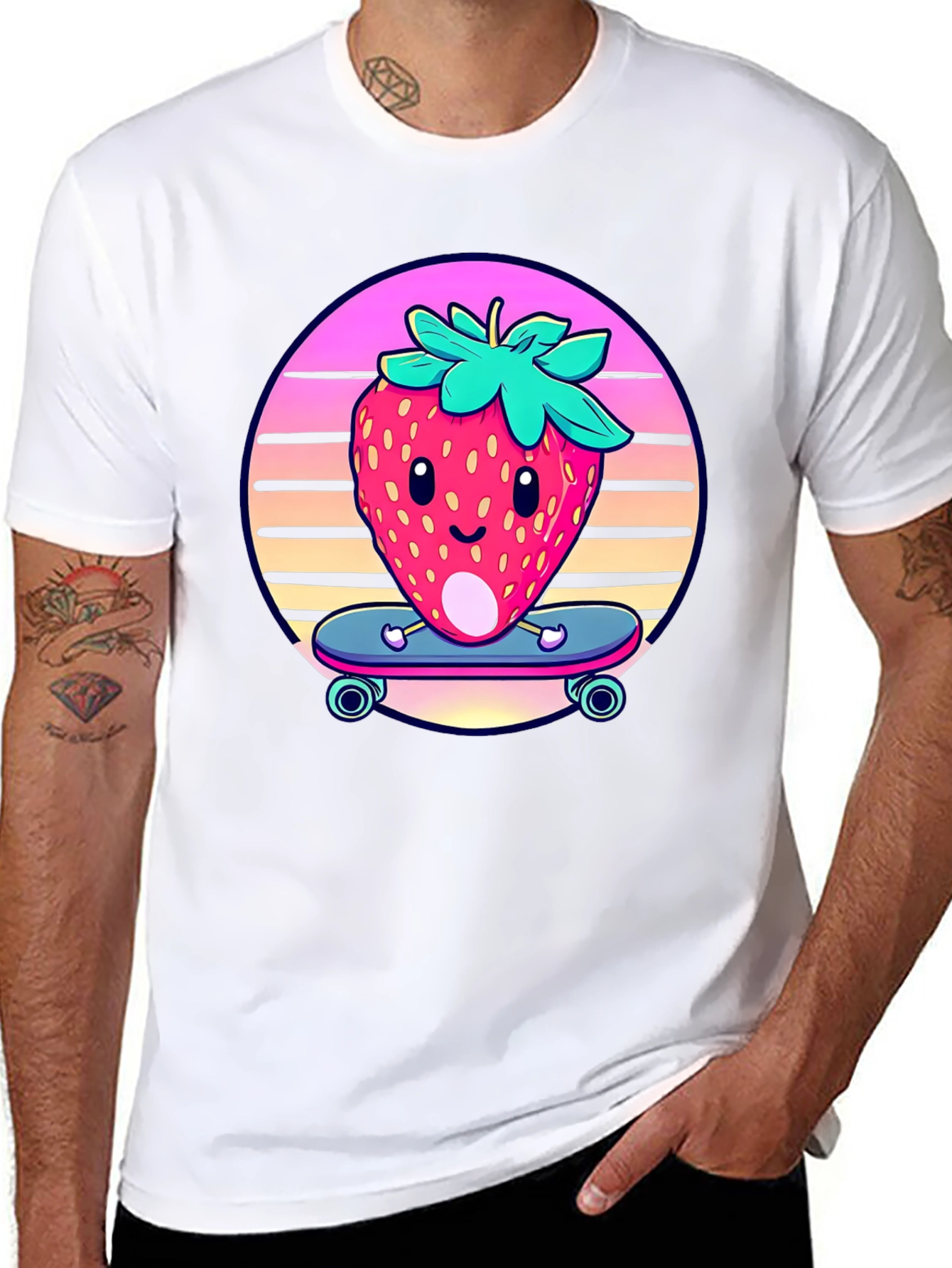 Skateboarding Strawberry Graphic Tee