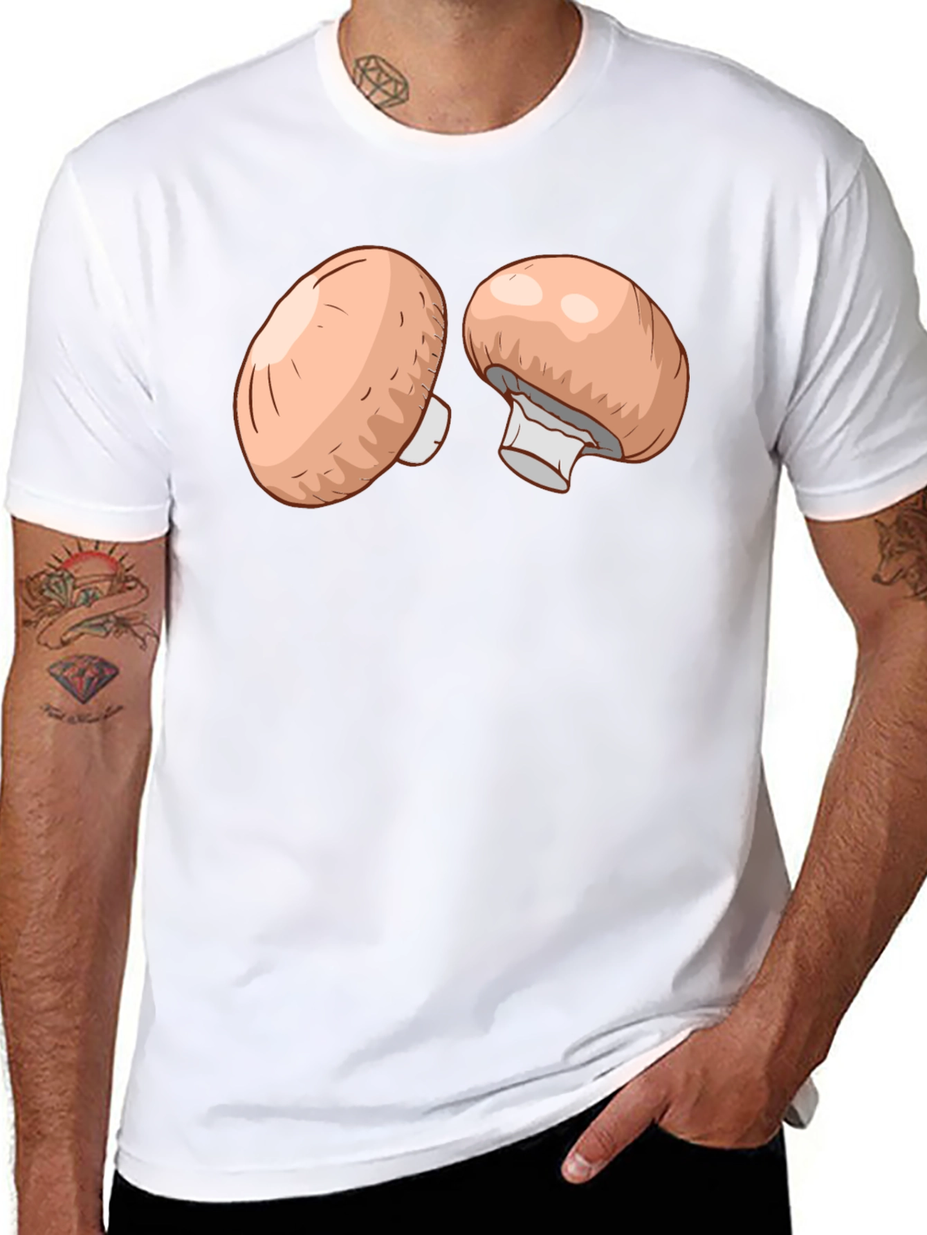 Mushroom Graphic T-Shirt - Casual Black Tee