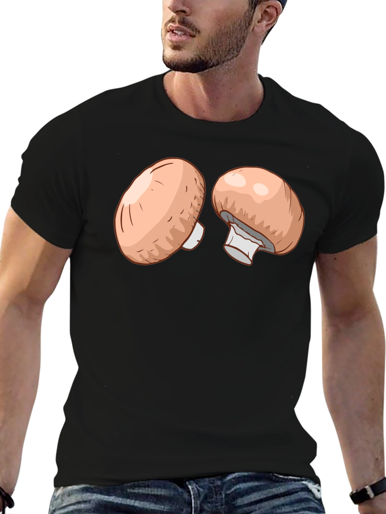 Mushroom Graphic T-Shirt - Casual Black Tee