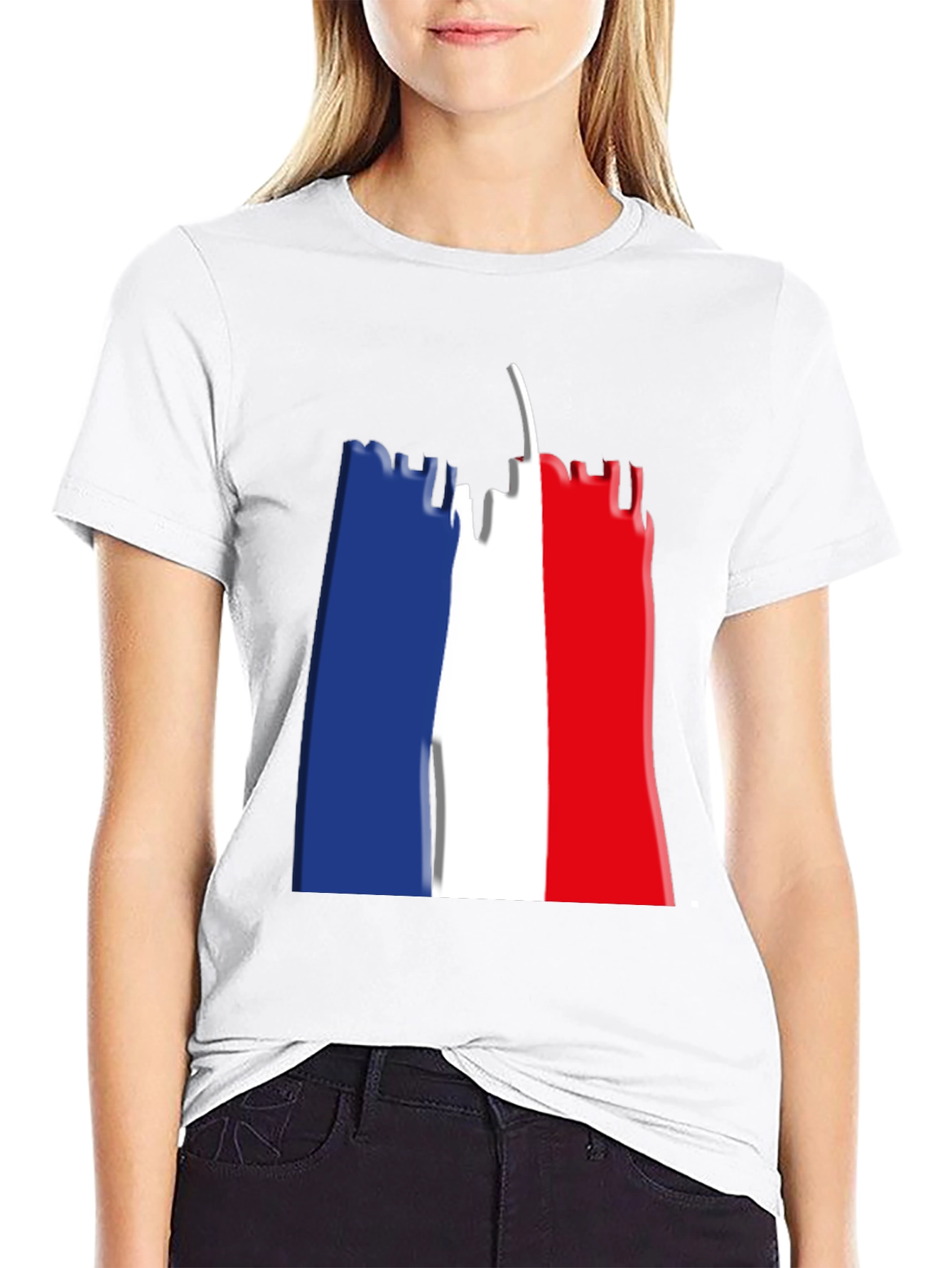 Eiffel Tower French Flag Graphic T-Shirt