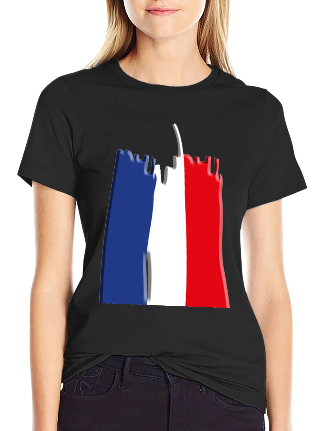 Eiffel Tower French Flag Graphic T-Shirt