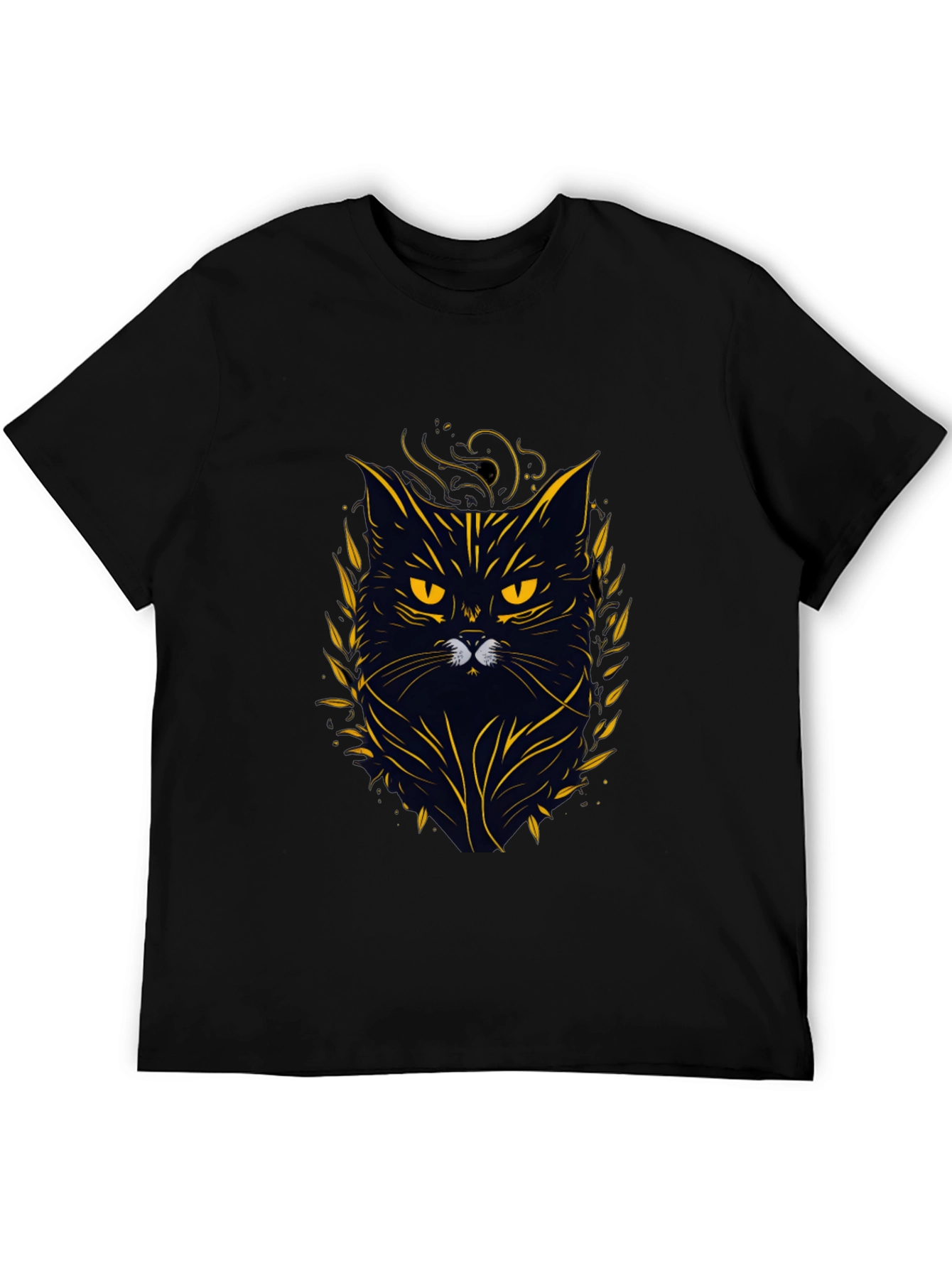 Black Cat Graphic Tee - Mens Crew Neck T-Shirt