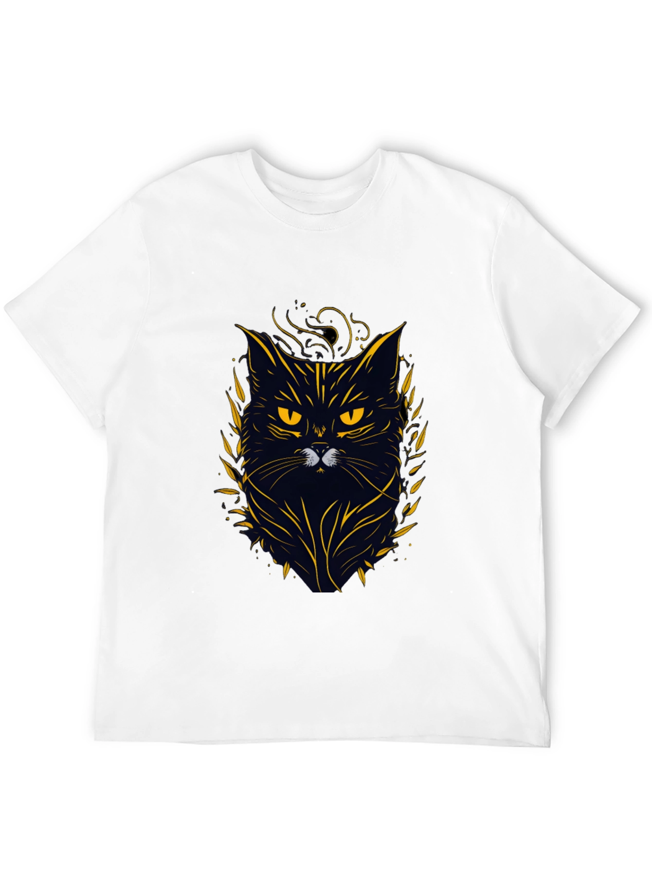 Black Cat Graphic Tee - Mens Crew Neck T-Shirt