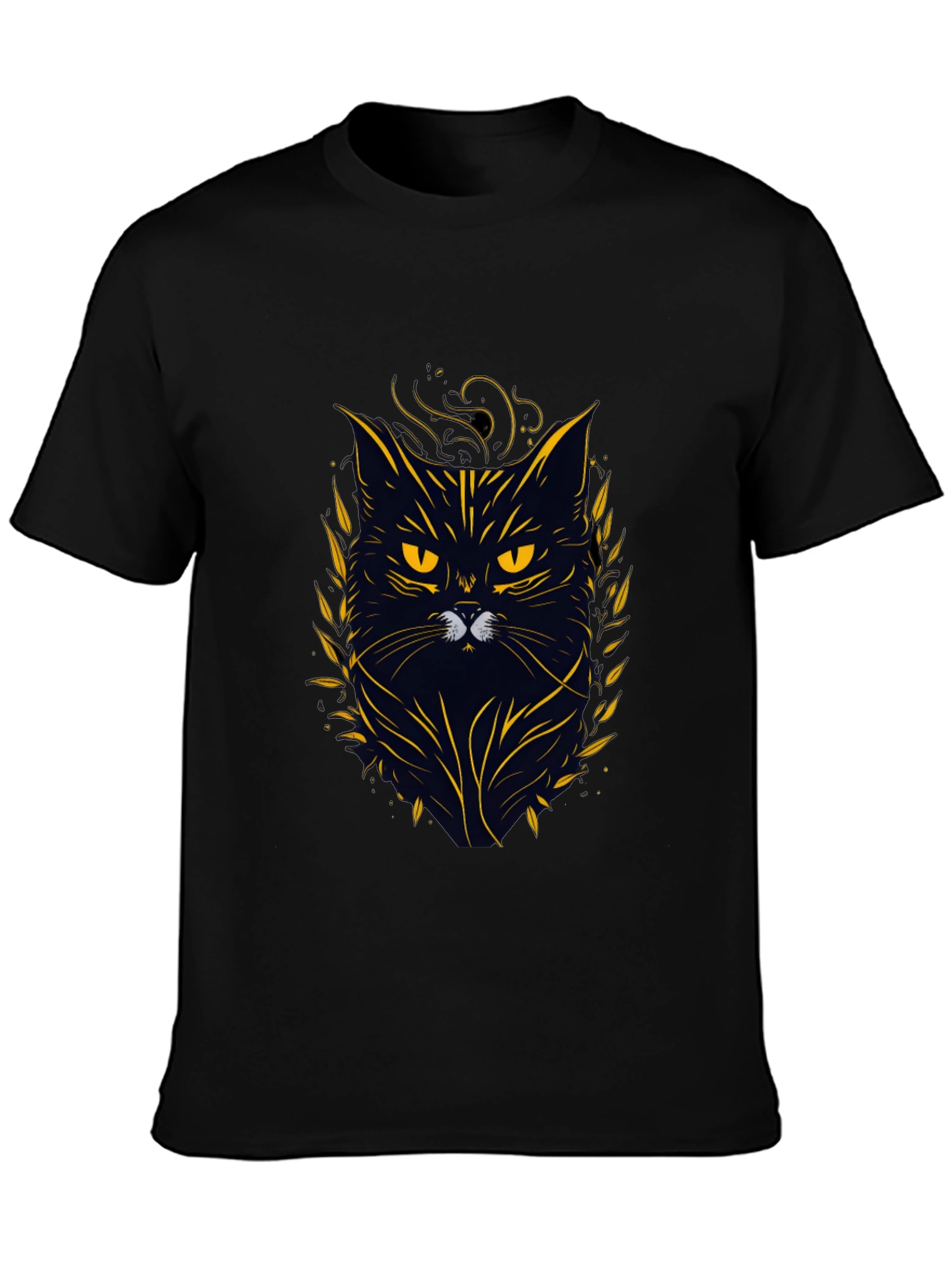 Black Cat Graphic Tee - Mens Crew Neck T-Shirt