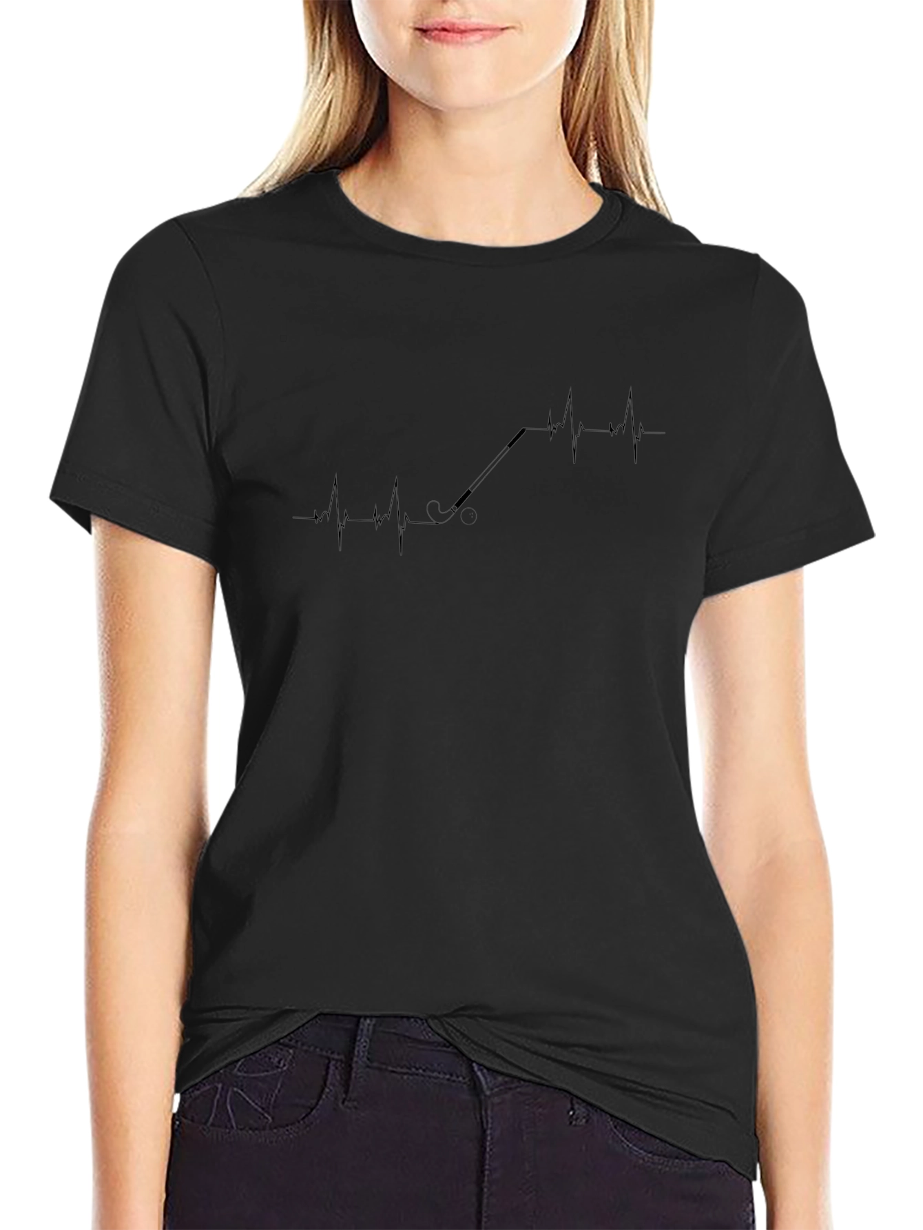 Golf Heartbeat Graphic T-Shirt - Black