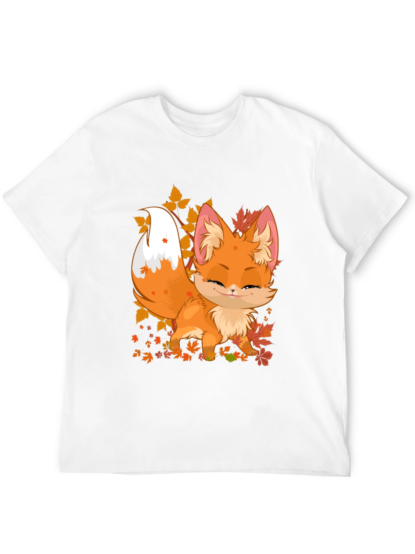 Cute Fox Fall Leaves Graphic Tee