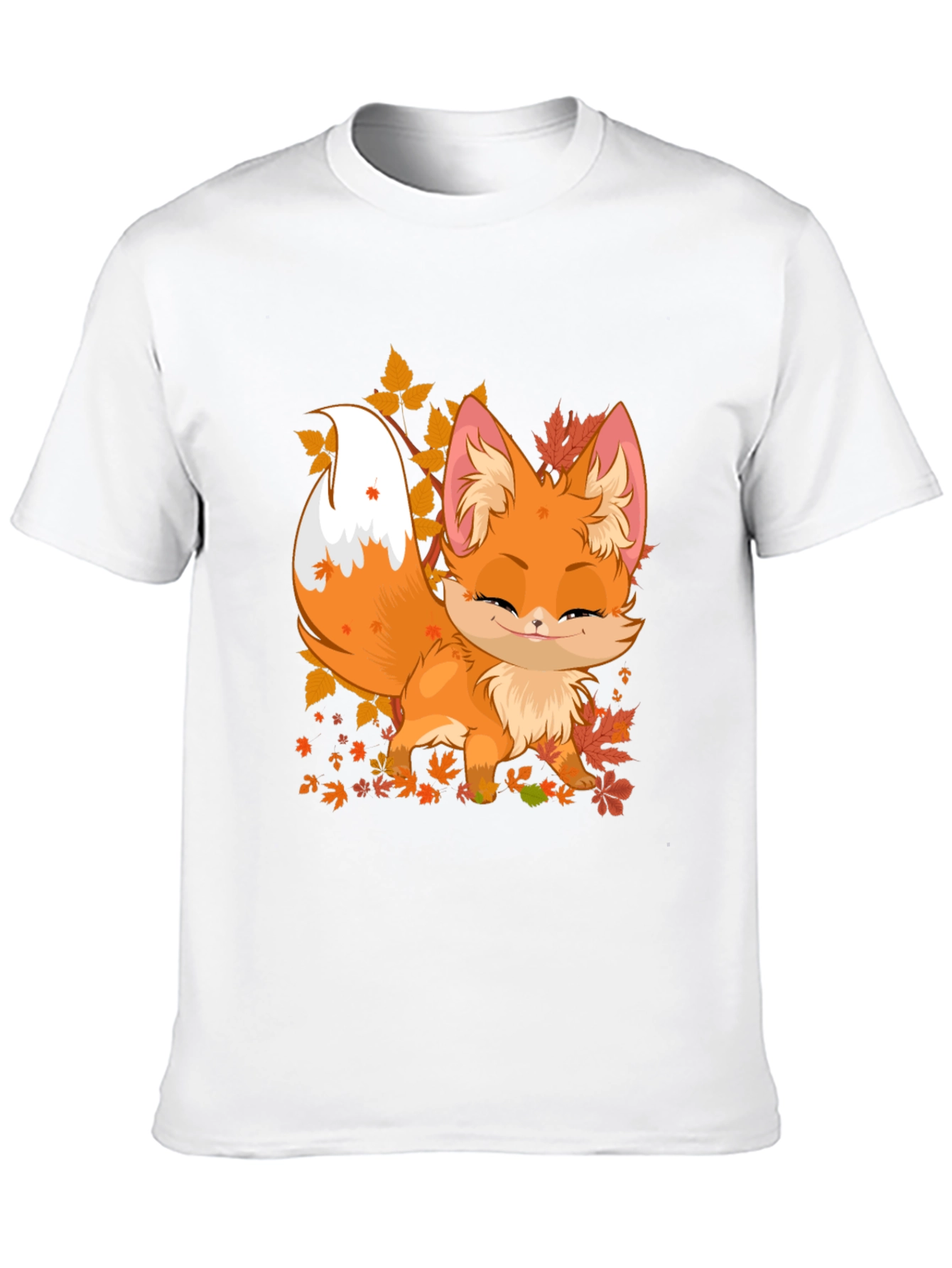 Cute Fox Fall Leaves Graphic Tee