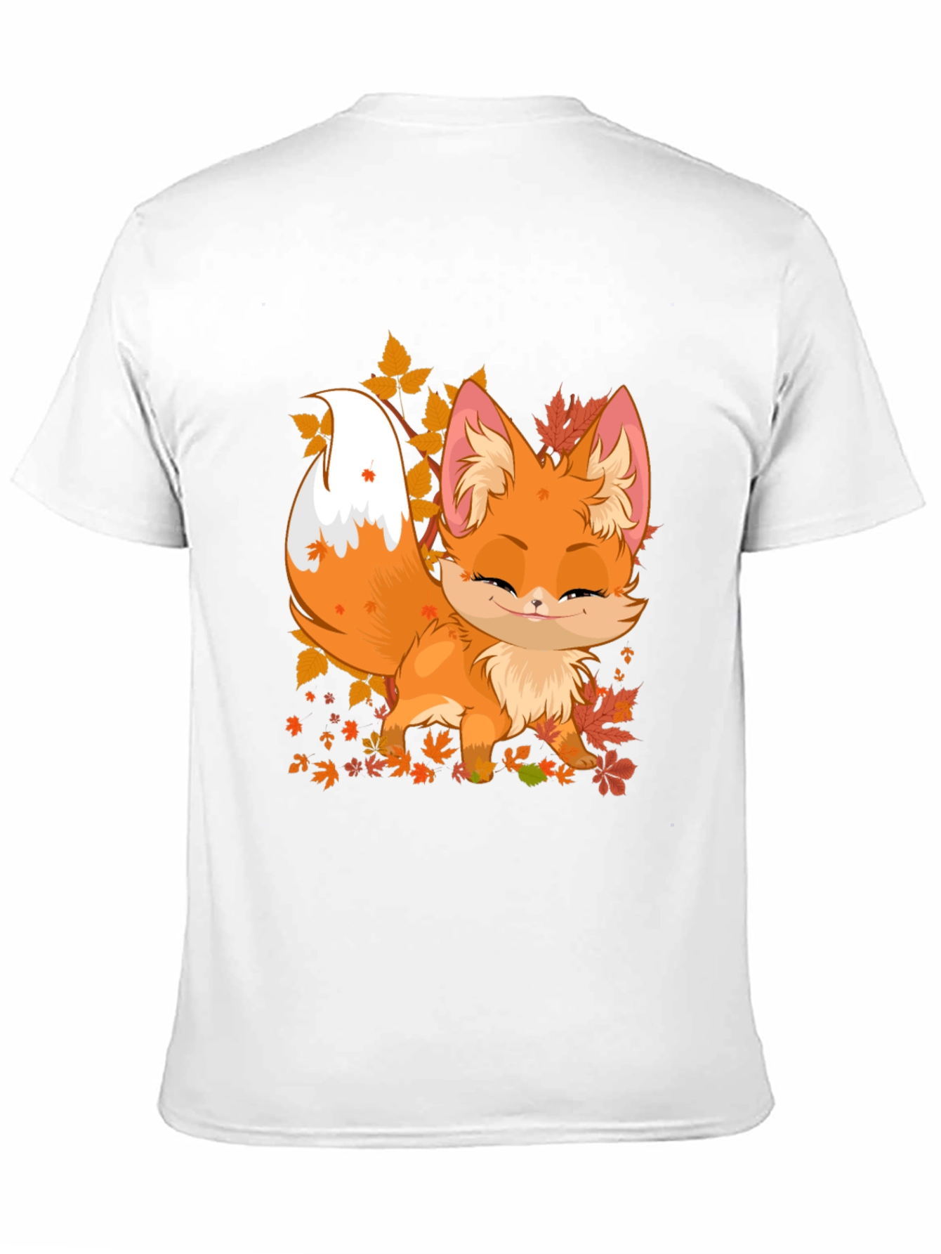 Cute Fox Fall Leaves Graphic Tee