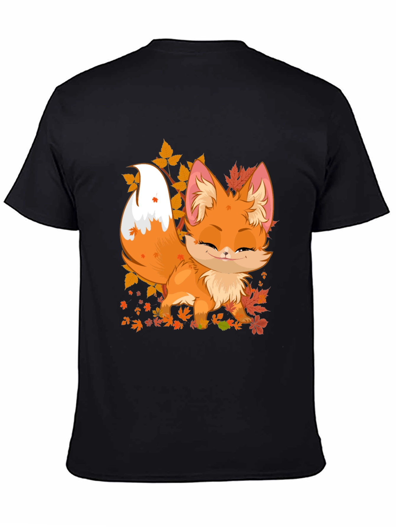 Cute Fox Fall Leaves Graphic Tee