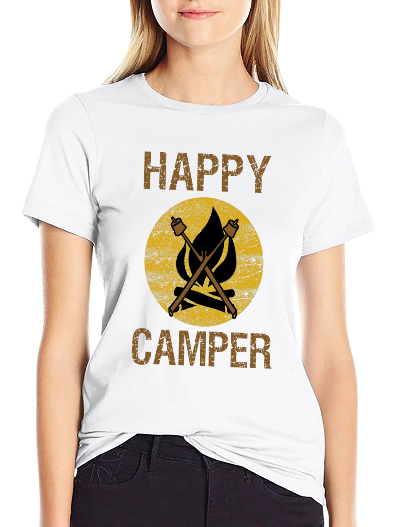 Happy Camper T-Shirt - Camping Marshmallow Bonfire