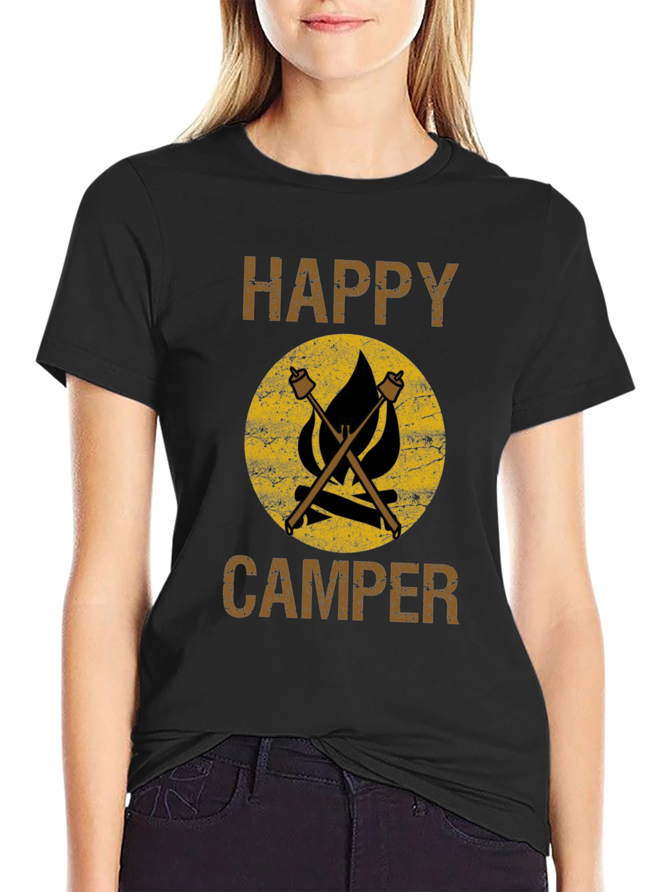 Happy Camper T-Shirt - Camping Marshmallow Bonfire