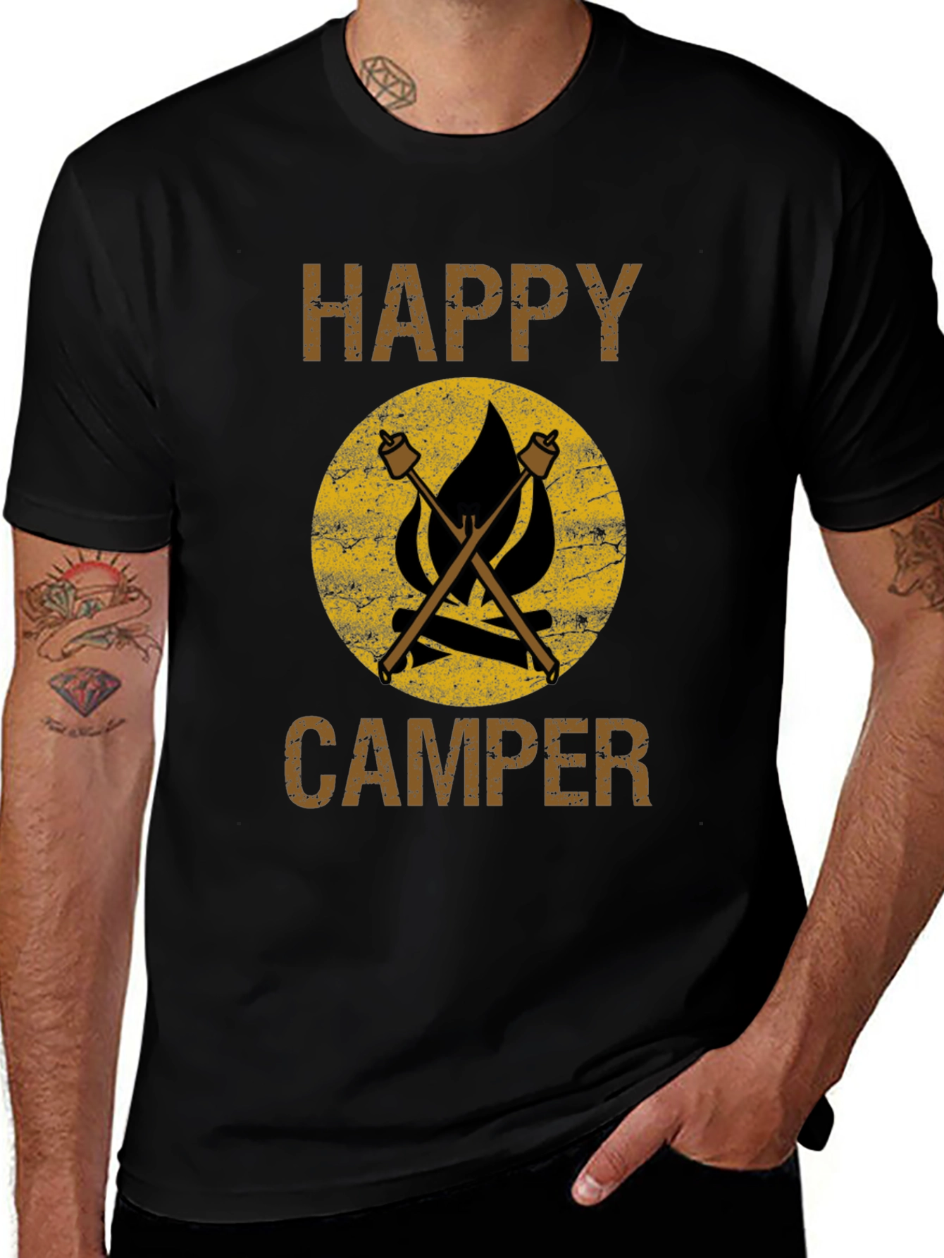 Happy Camper T-Shirt - Camping Marshmallow Bonfire