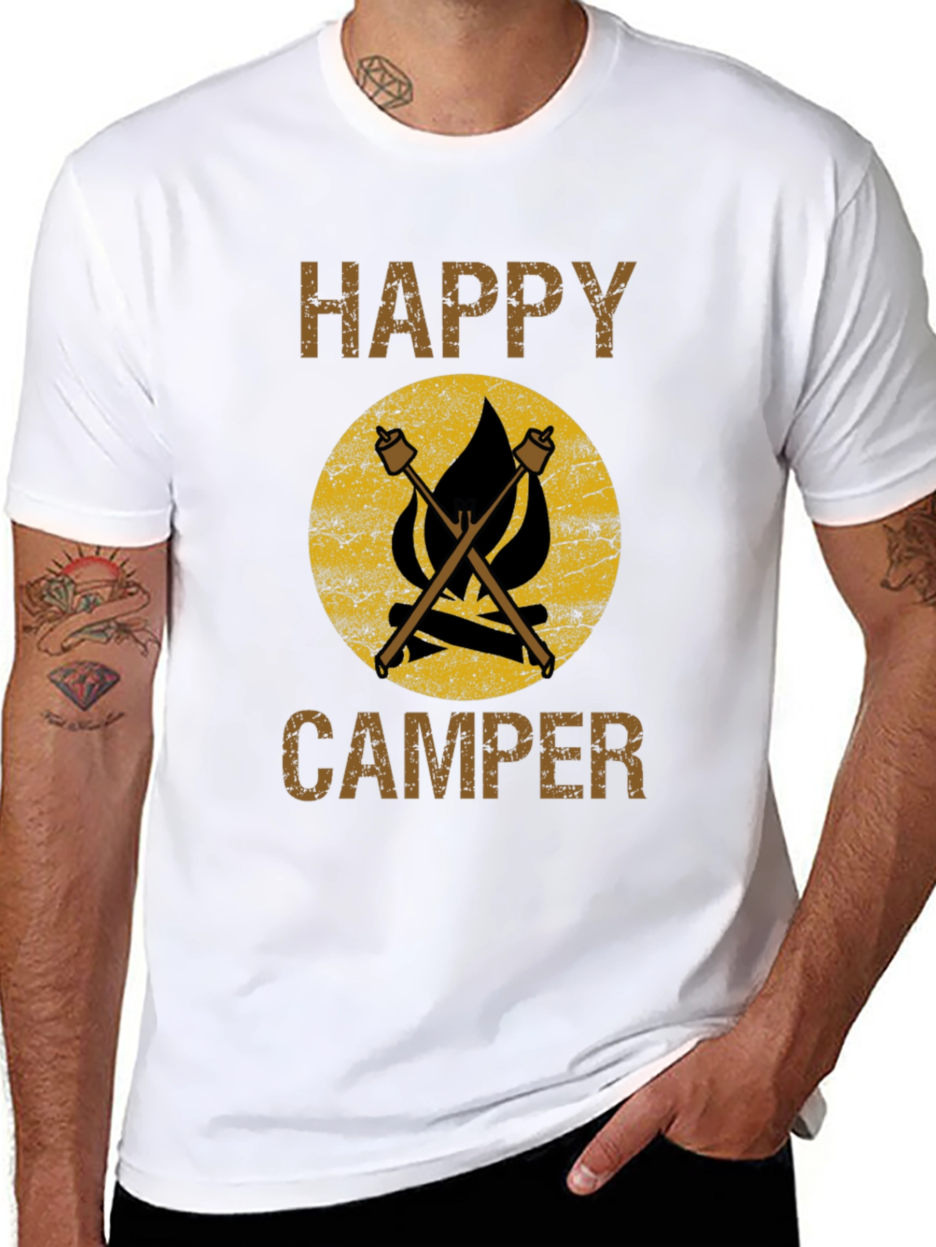 Happy Camper T-Shirt - Camping Marshmallow Bonfire