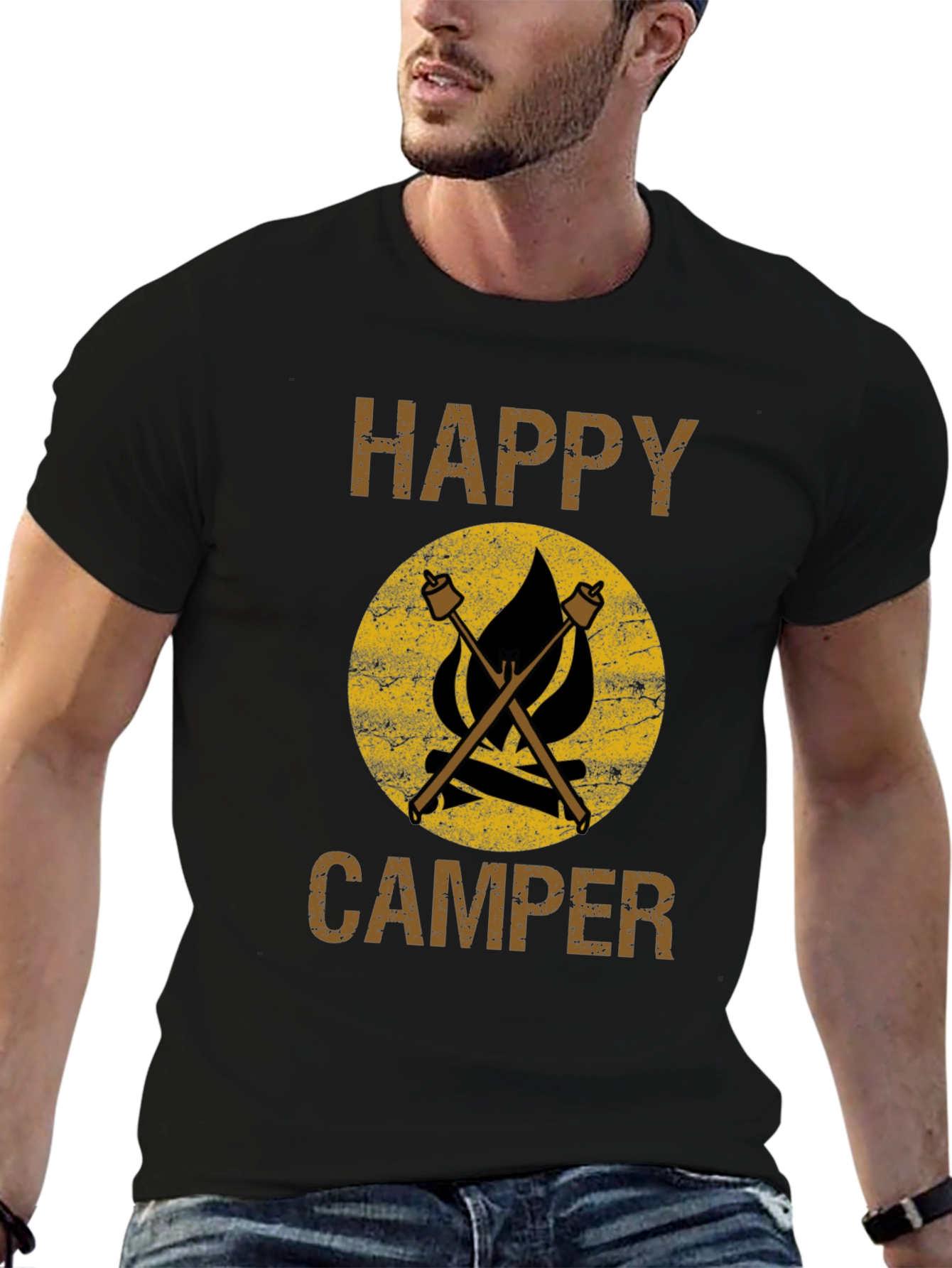 Happy Camper T-Shirt - Camping Marshmallow Bonfire