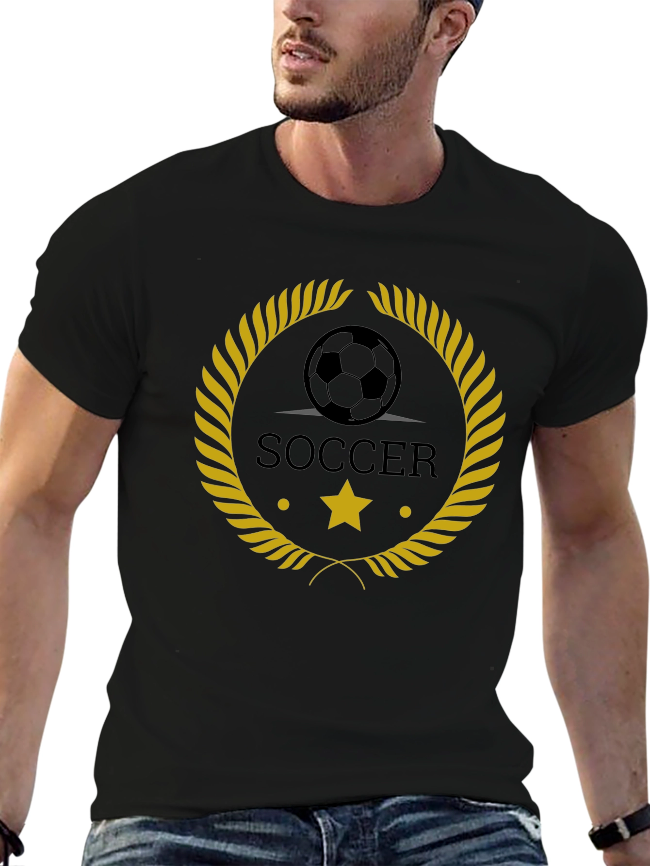 Soccer Emblem Black T-Shirt