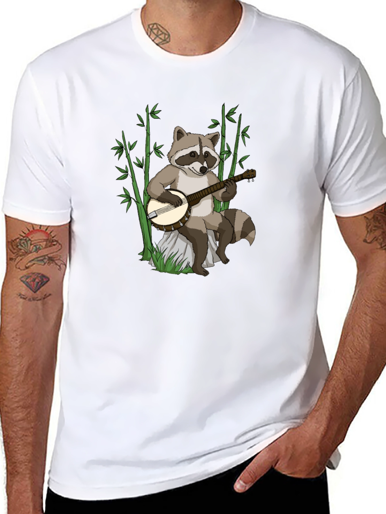 Raccoon Banjo Player Graphic Tee
