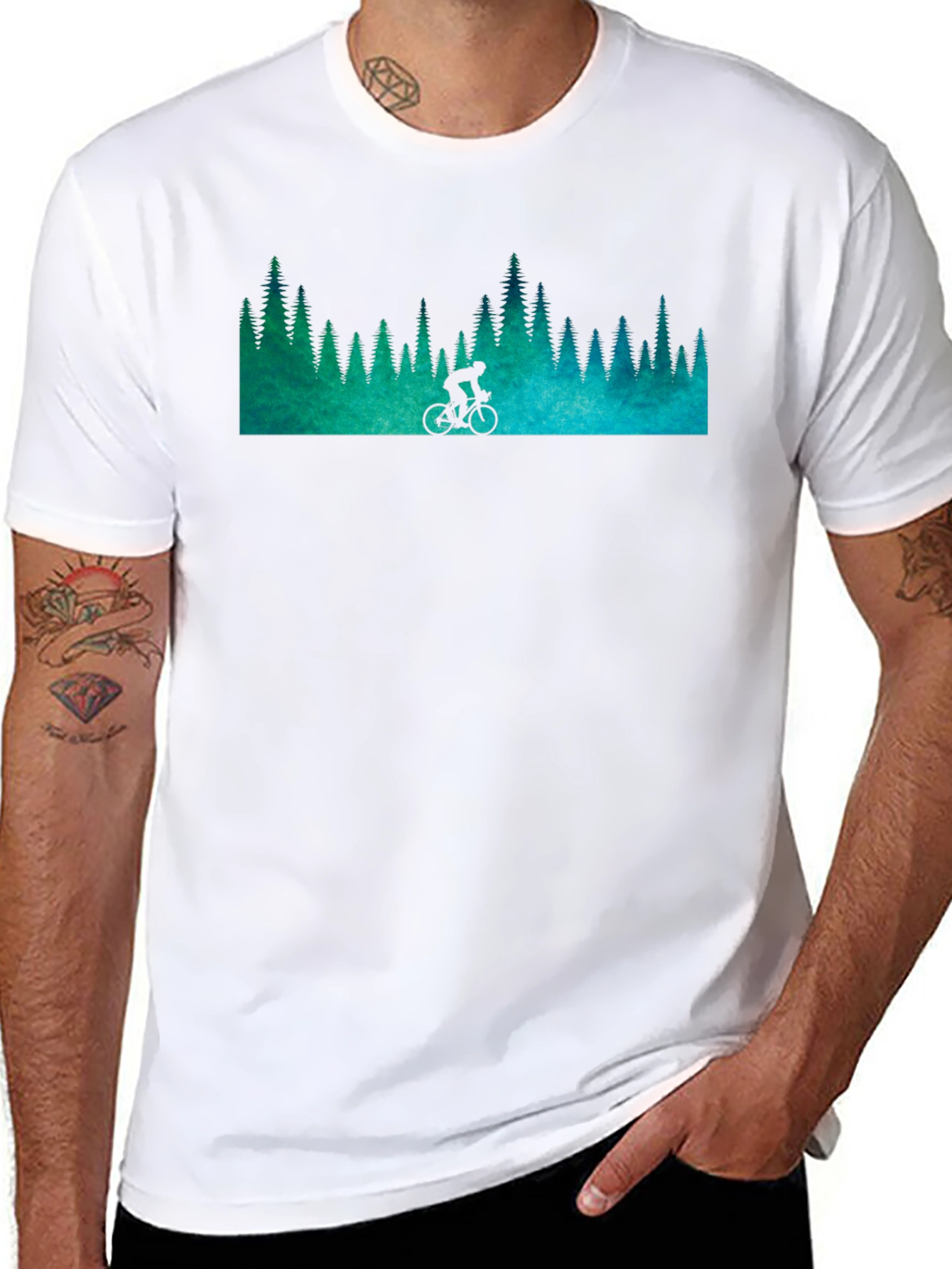 Mountain Biker Forest Graphic Tee