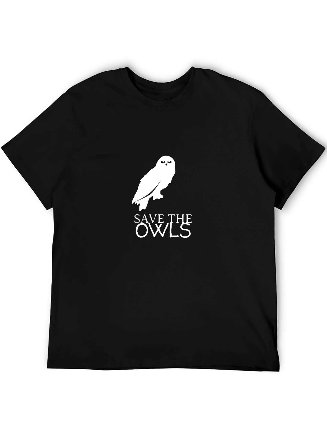 Save the Owls Graphic Tee - Black Cotton T-Shirt