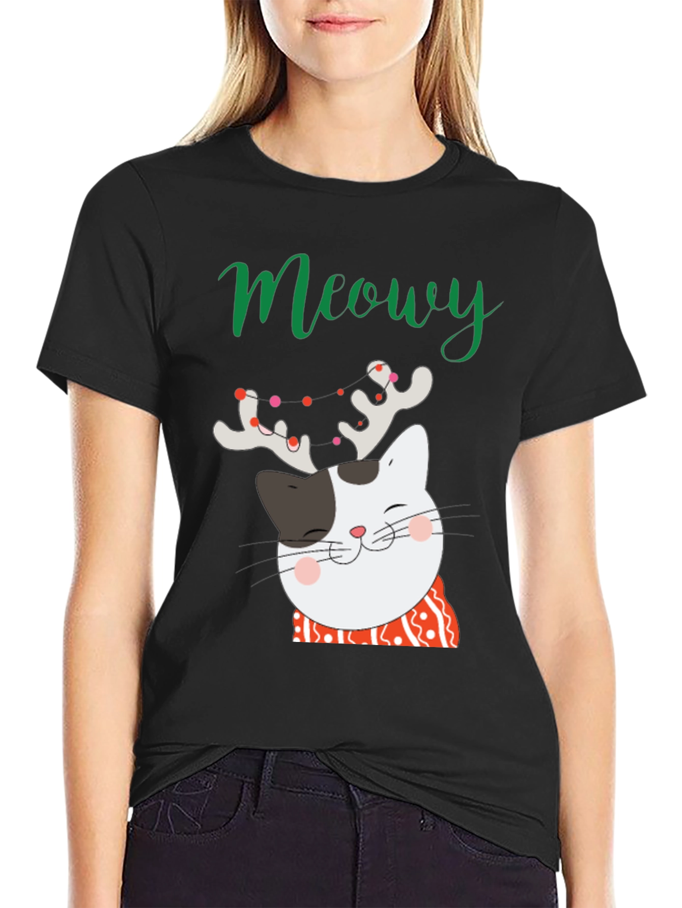 Meowy Christmas Cat T-Shirt - Holiday Graphic Tee